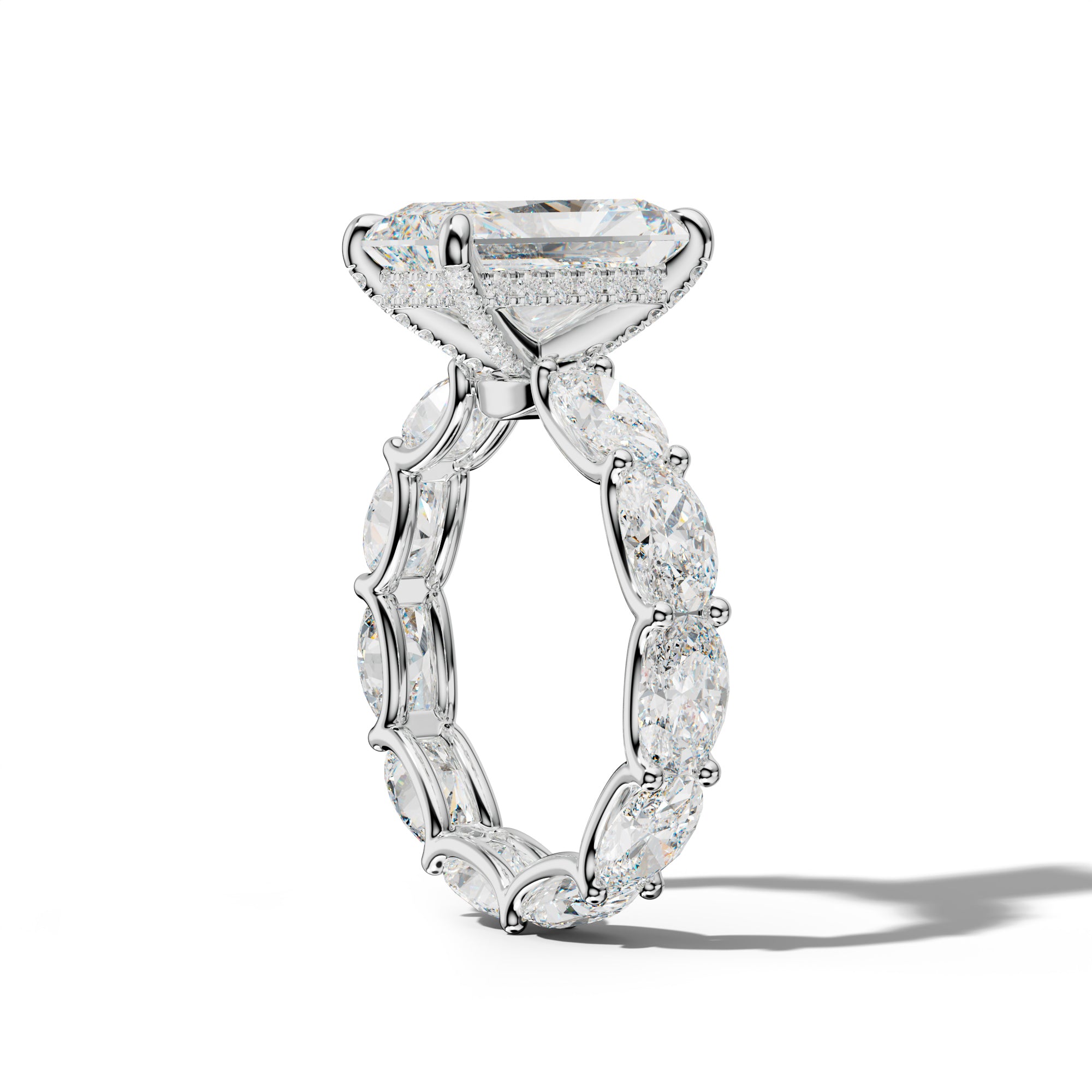 Paisley Radiant Diamond Engagement Ring With East West Oval Side Stones