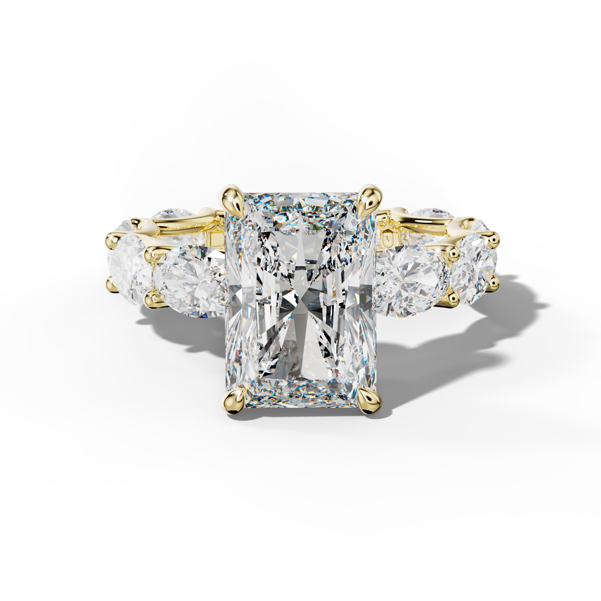 Paisley Radiant Diamond Engagement Ring With East West Oval Side Stones