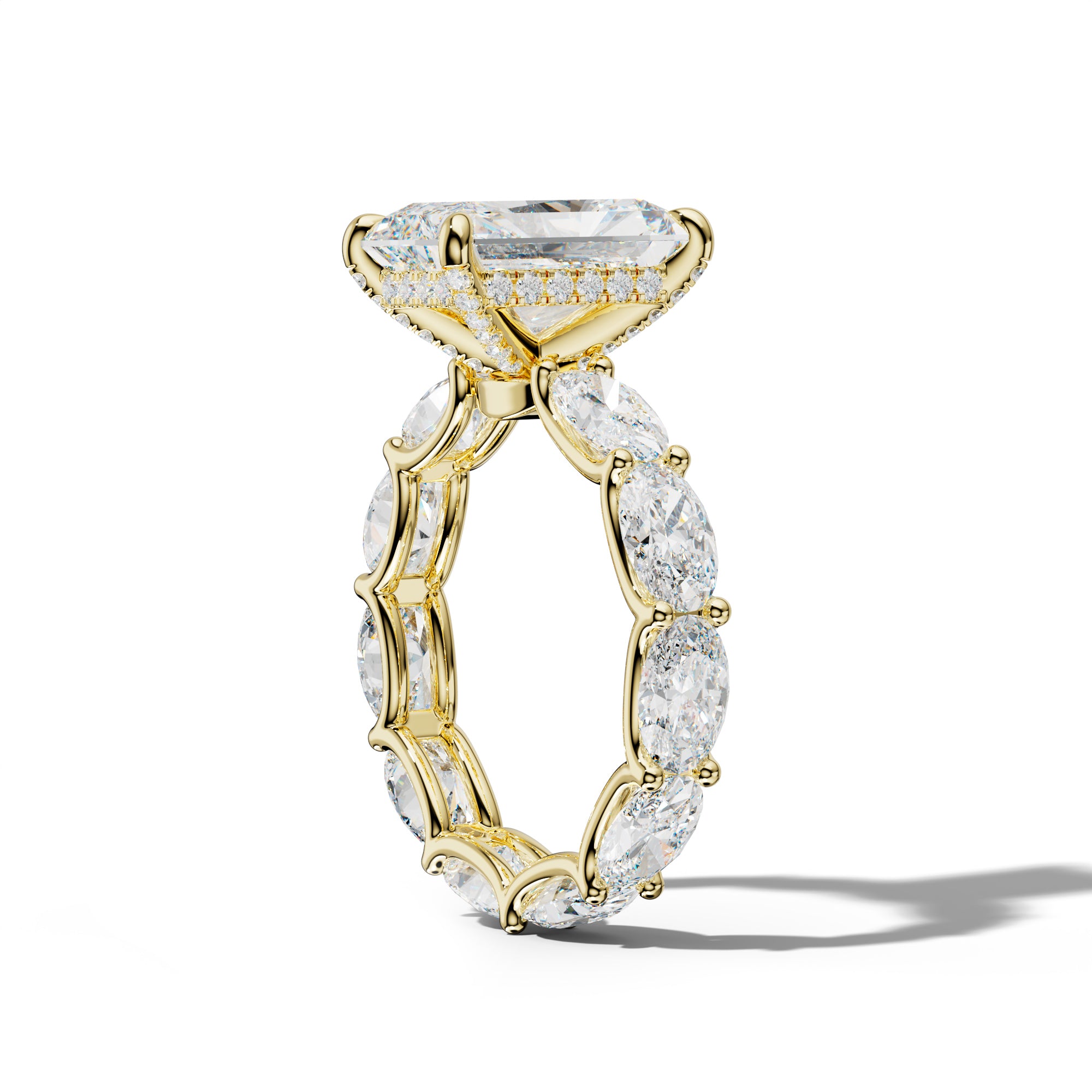Paisley Radiant Diamond Engagement Ring With East West Oval Side Stones