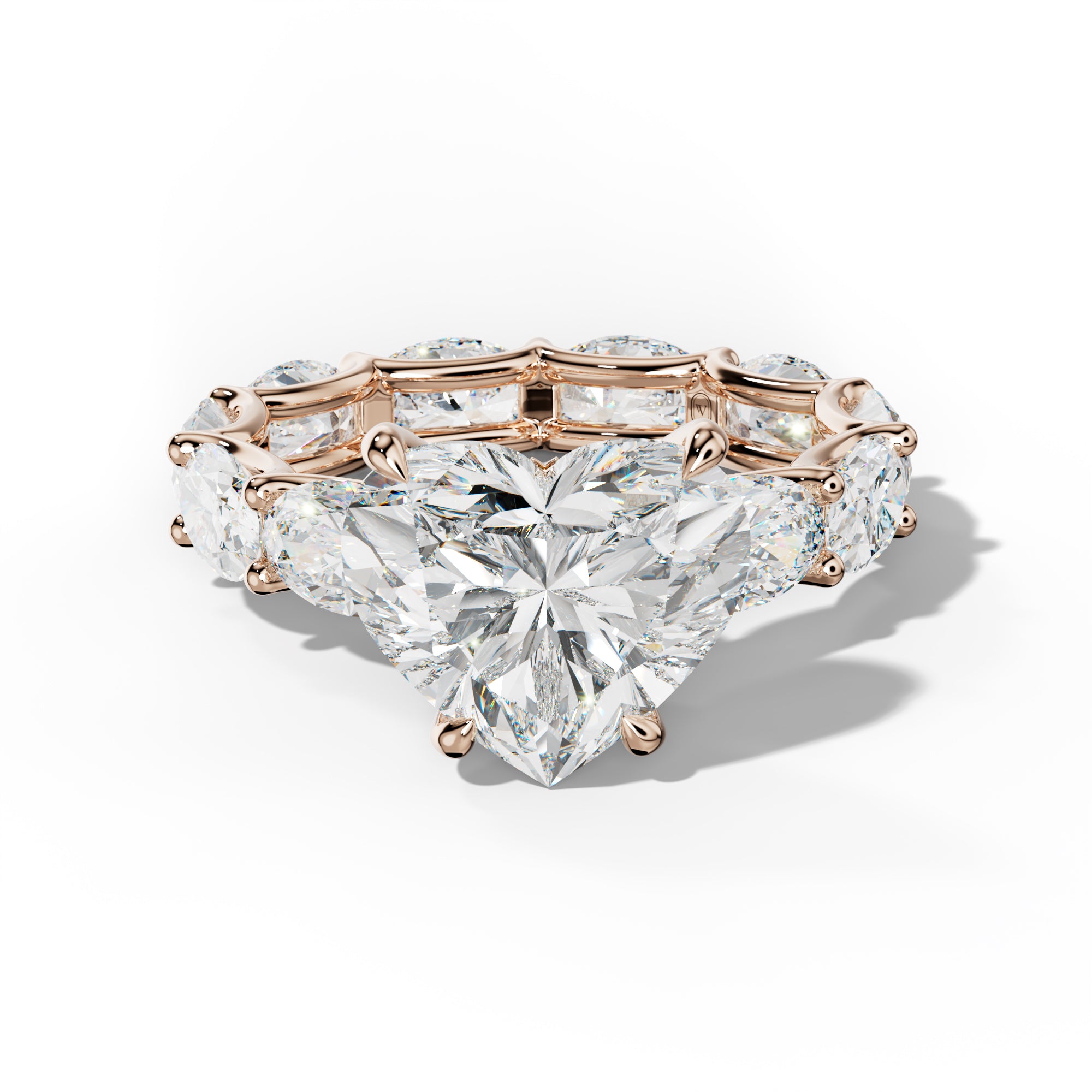 Paisley Heart Diamond Engagement Ring With East West Oval Side Stones