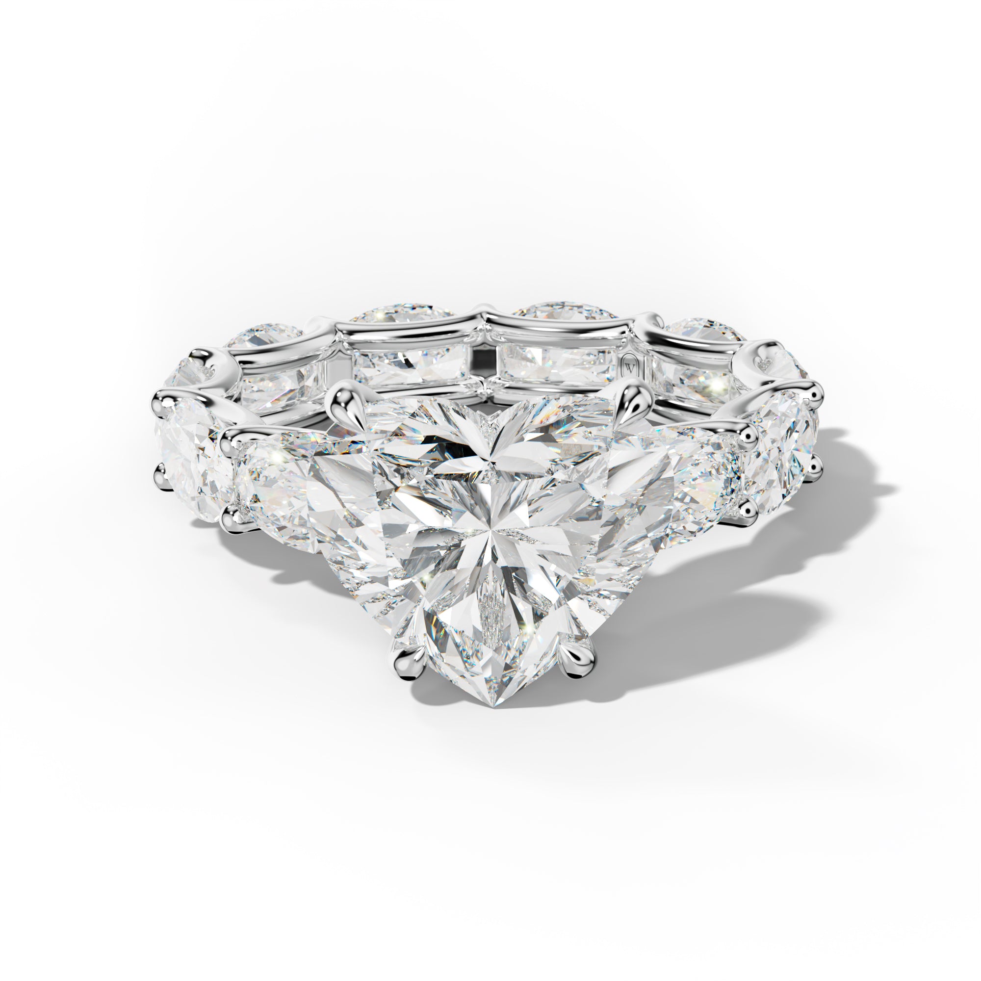 Paisley Heart Diamond Engagement Ring With East West Oval Side Stones