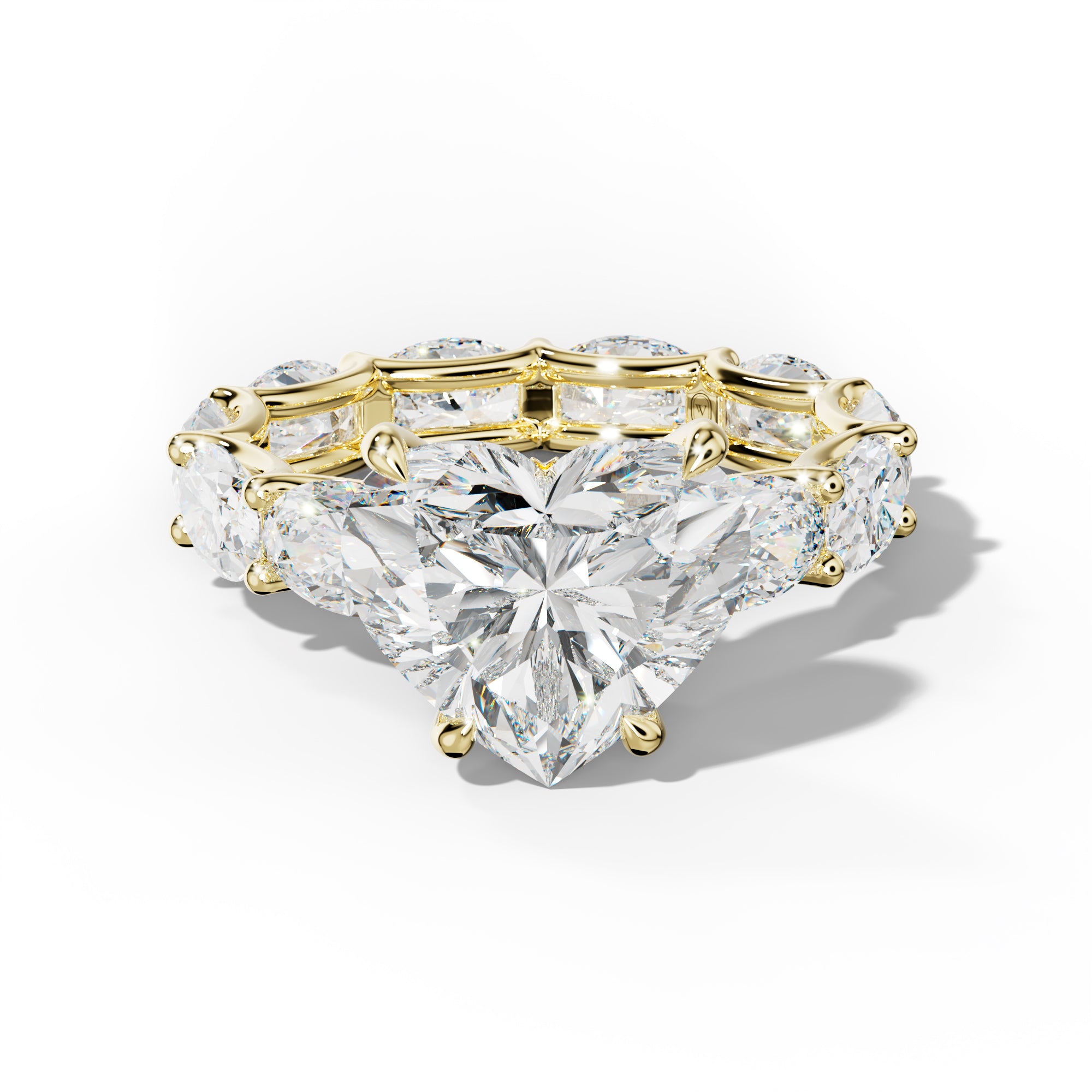 Paisley Heart Diamond Engagement Ring With East West Oval Side Stones