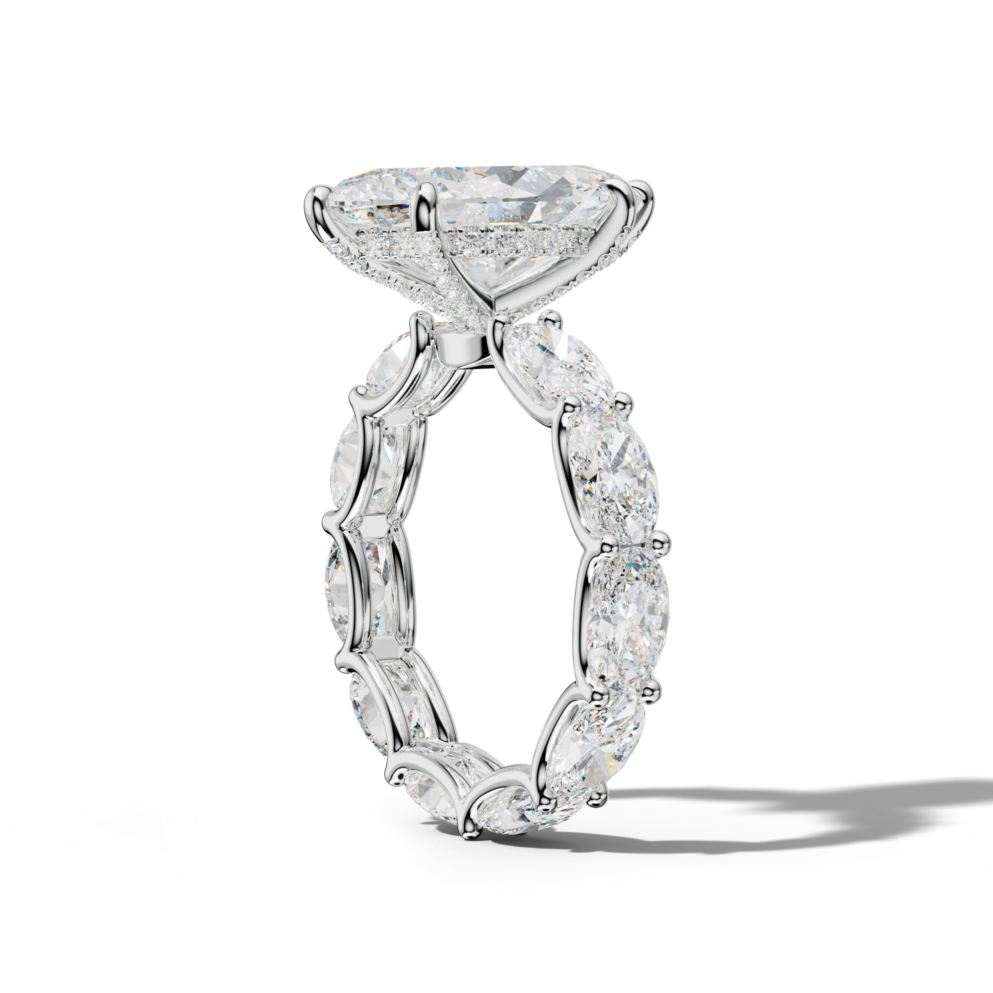Paisley Marquise Diamond Engagement Ring With East West Oval Side Stones
