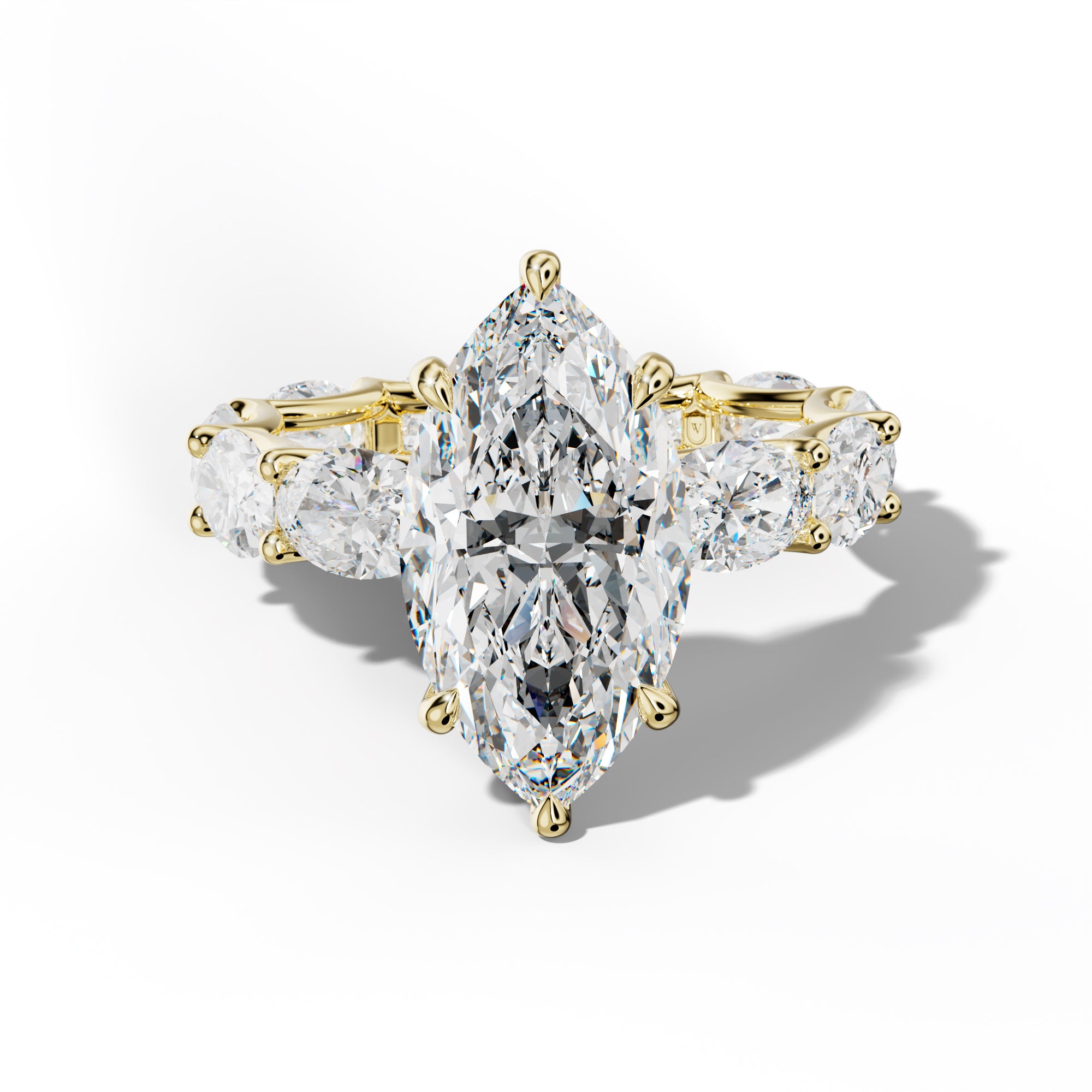 Paisley Marquise Diamond Engagement Ring With East West Oval Side Stones