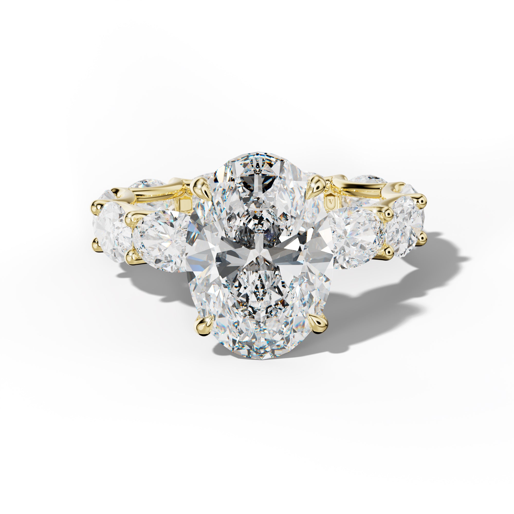 Paisley Oval Diamond Engagement Ring With East West Oval Side Stones