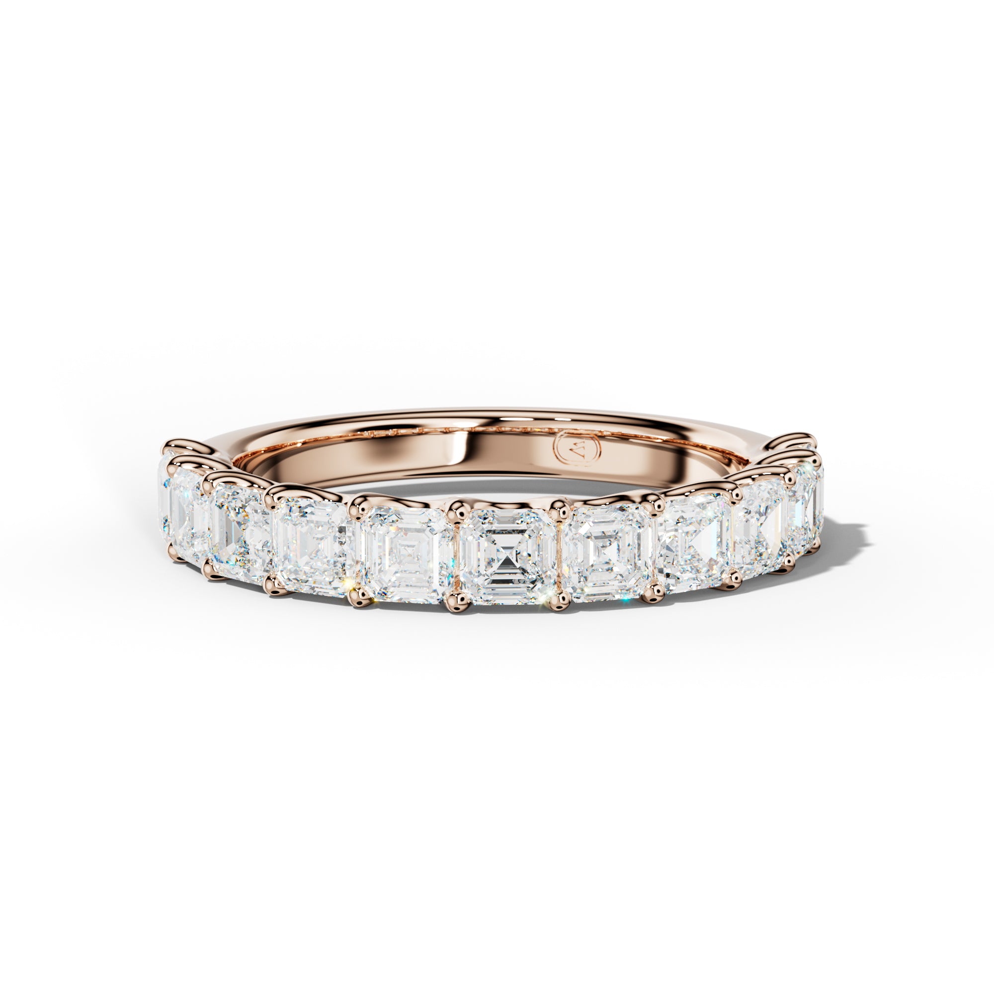 2.0 Carat Asscher Diamond Half Anniversary Band U Prong