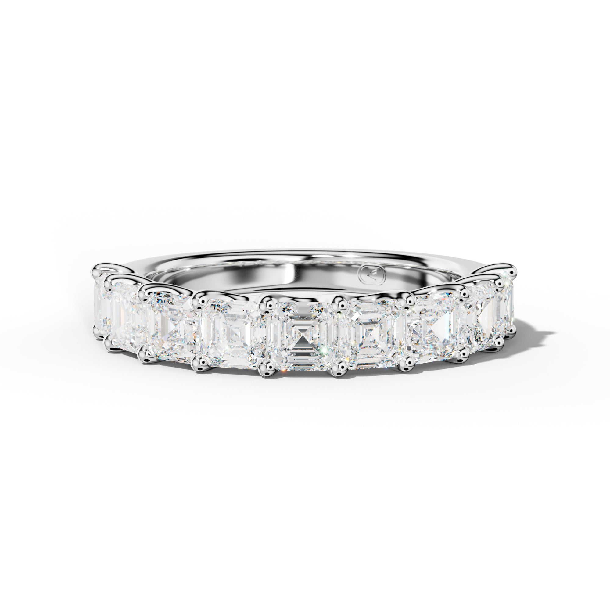 3.0 Carat Asscher Diamond Half Anniversary Band U Prong