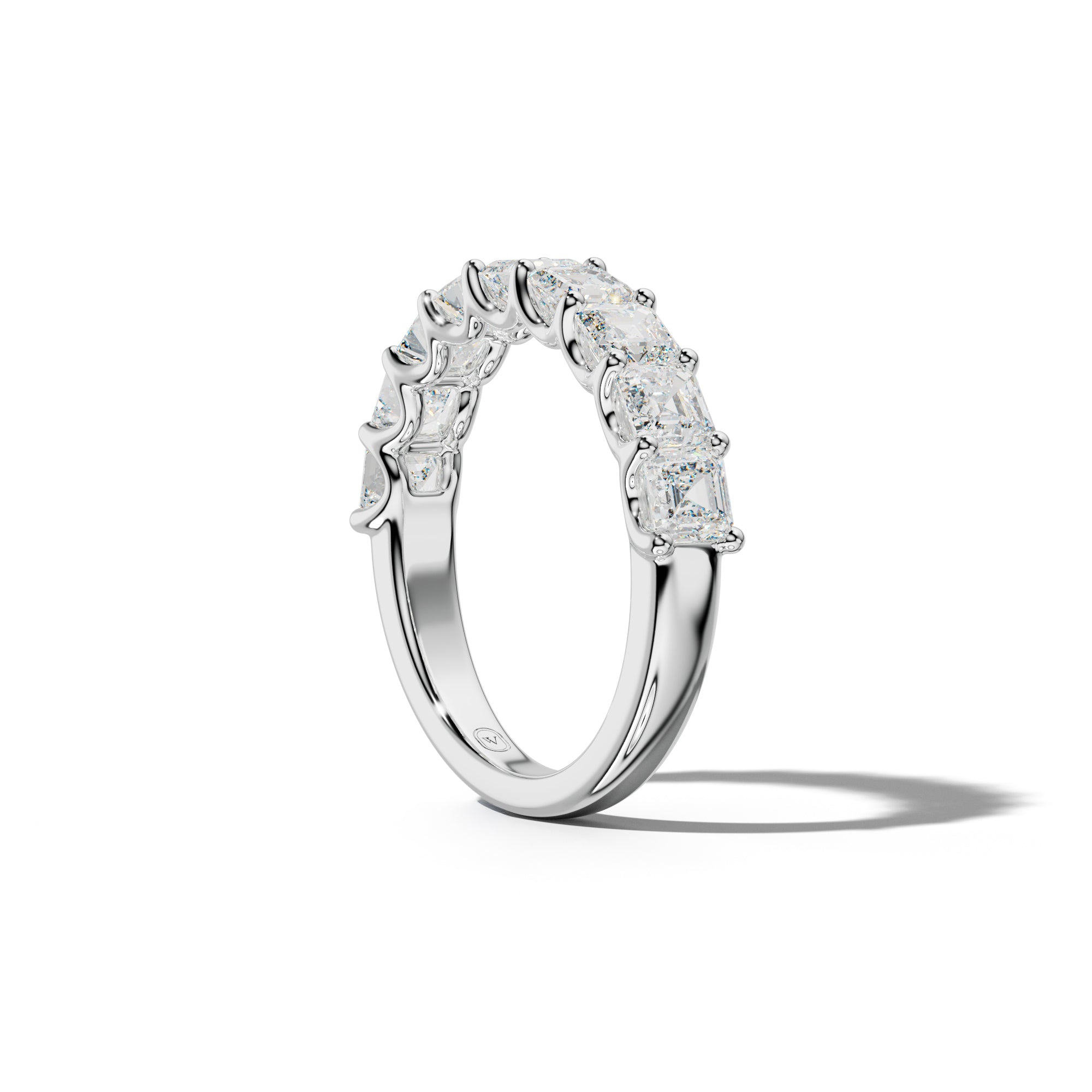 3.0 Carat Asscher Diamond Half Anniversary Band U Prong