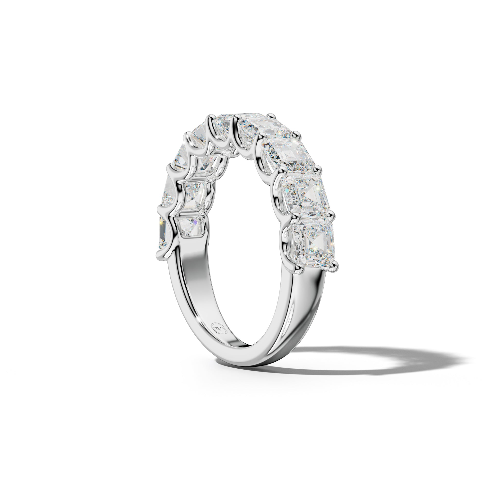 4.0 Carat Asscher Diamond Half Anniversary Band U Prong