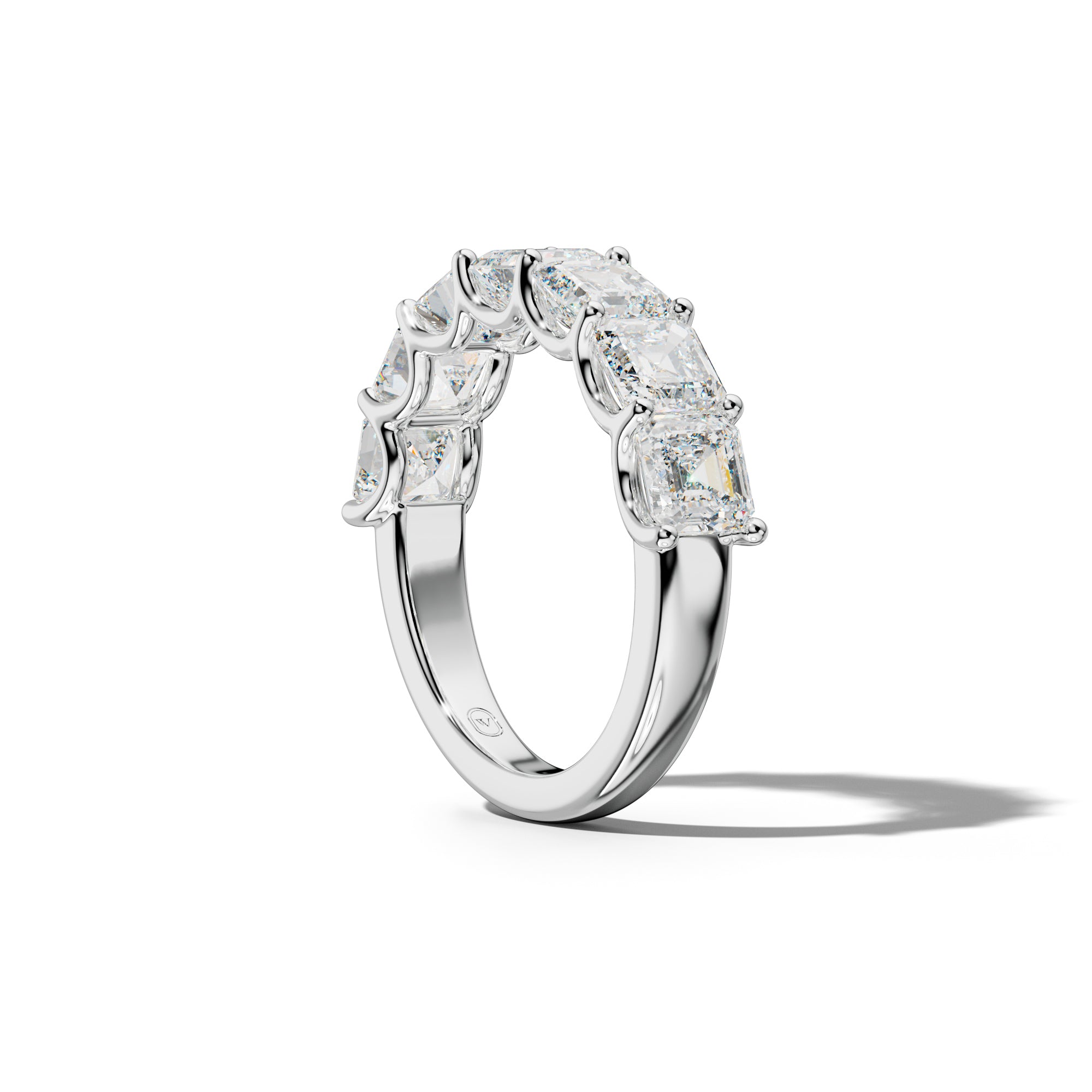 5.0 Carat Asscher Diamond Half Anniversary Band U Prong