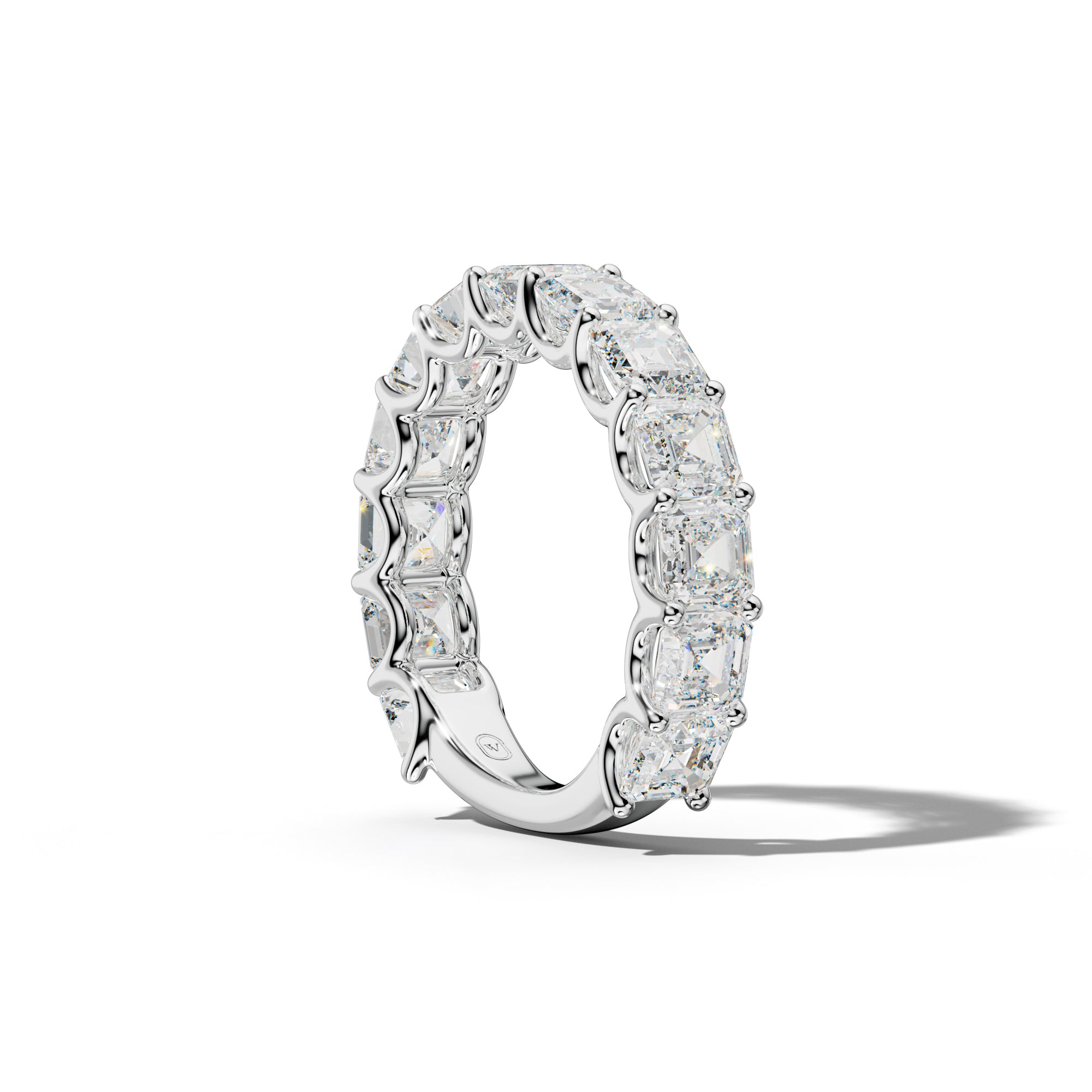 5.0 Carat Asscher Diamond 3/4 Anniversary Band U Prong