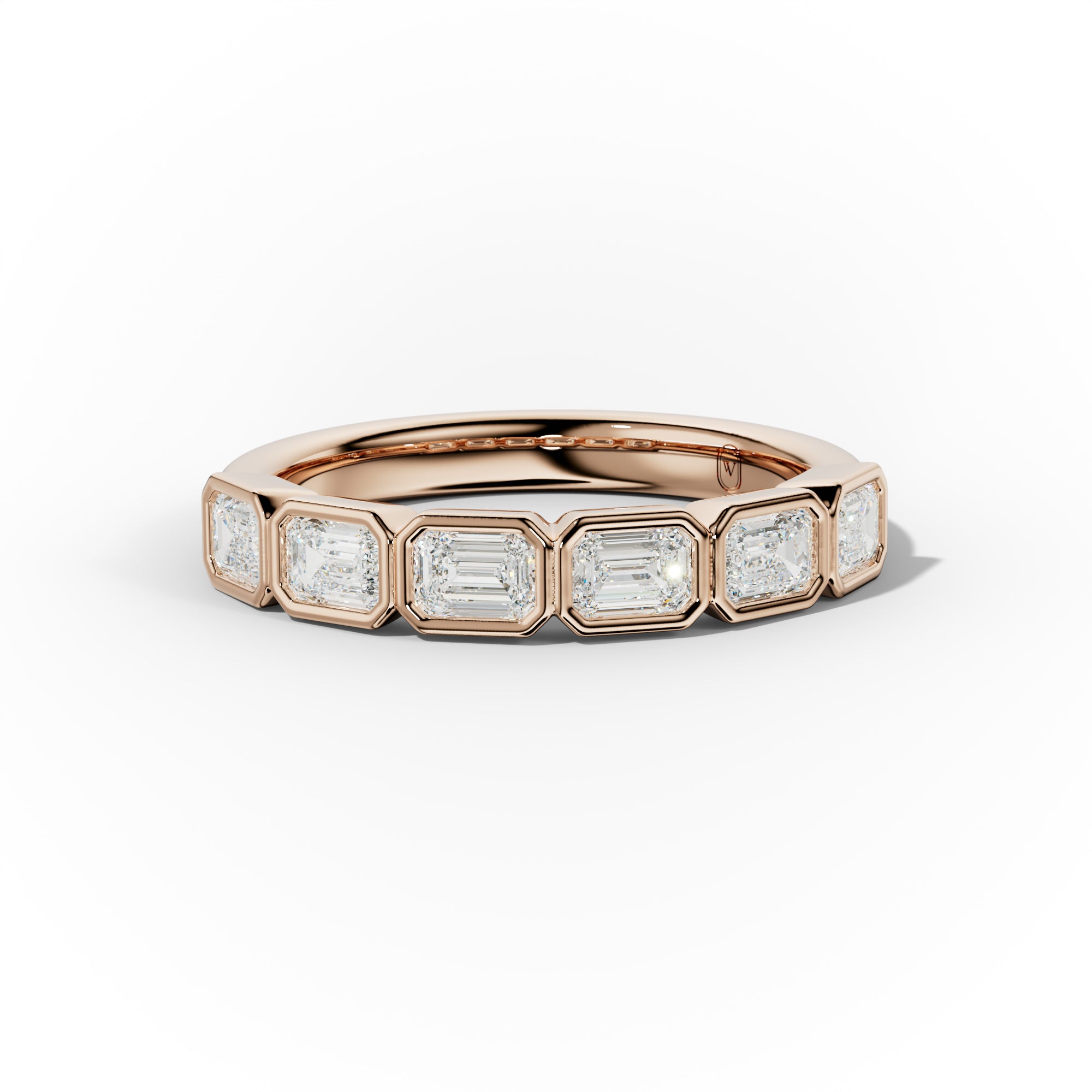 1.0 Carat East West Emerald Cut Bezel Set Diamond Anniversary Band