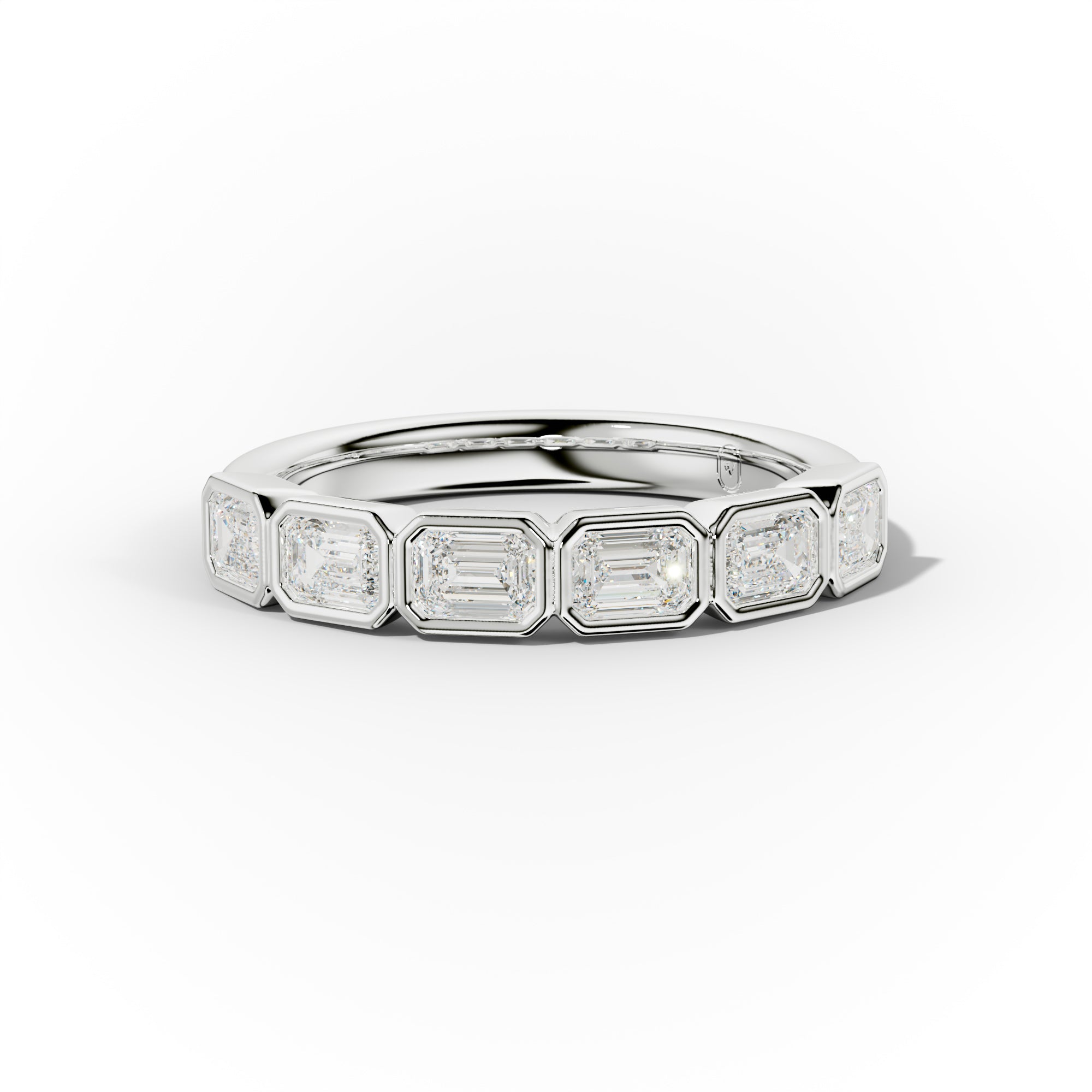 1.0 Carat East West Emerald Cut Bezel Set Diamond Anniversary Band