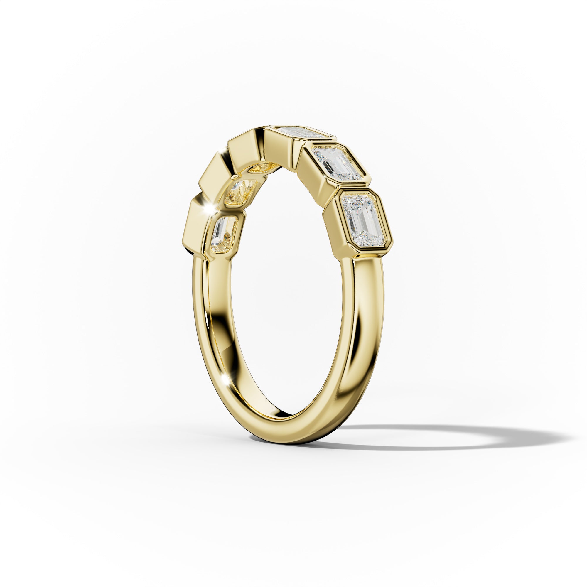 1.0 Carat East West Emerald Cut Bezel Set Diamond Anniversary Band