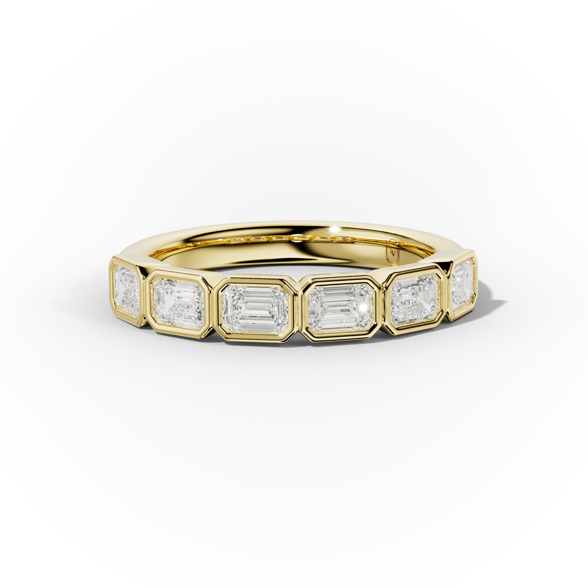 1.0 Carat East West Emerald Cut Bezel Set Diamond Anniversary Band