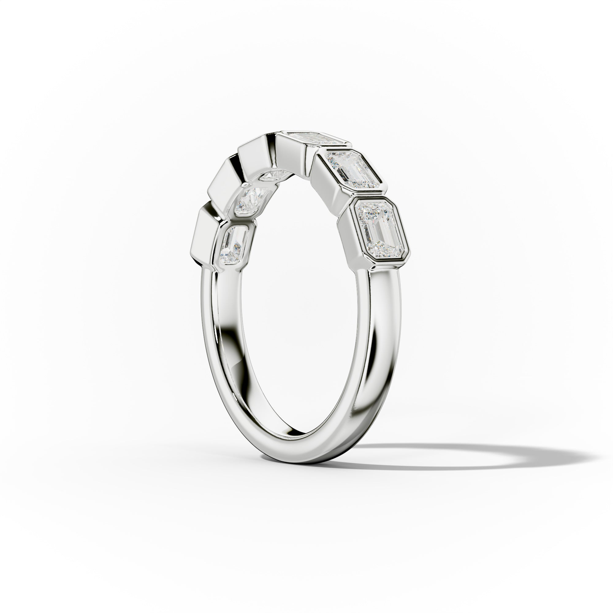 1.0 Carat East West Emerald Cut Bezel Set Diamond Anniversary Band