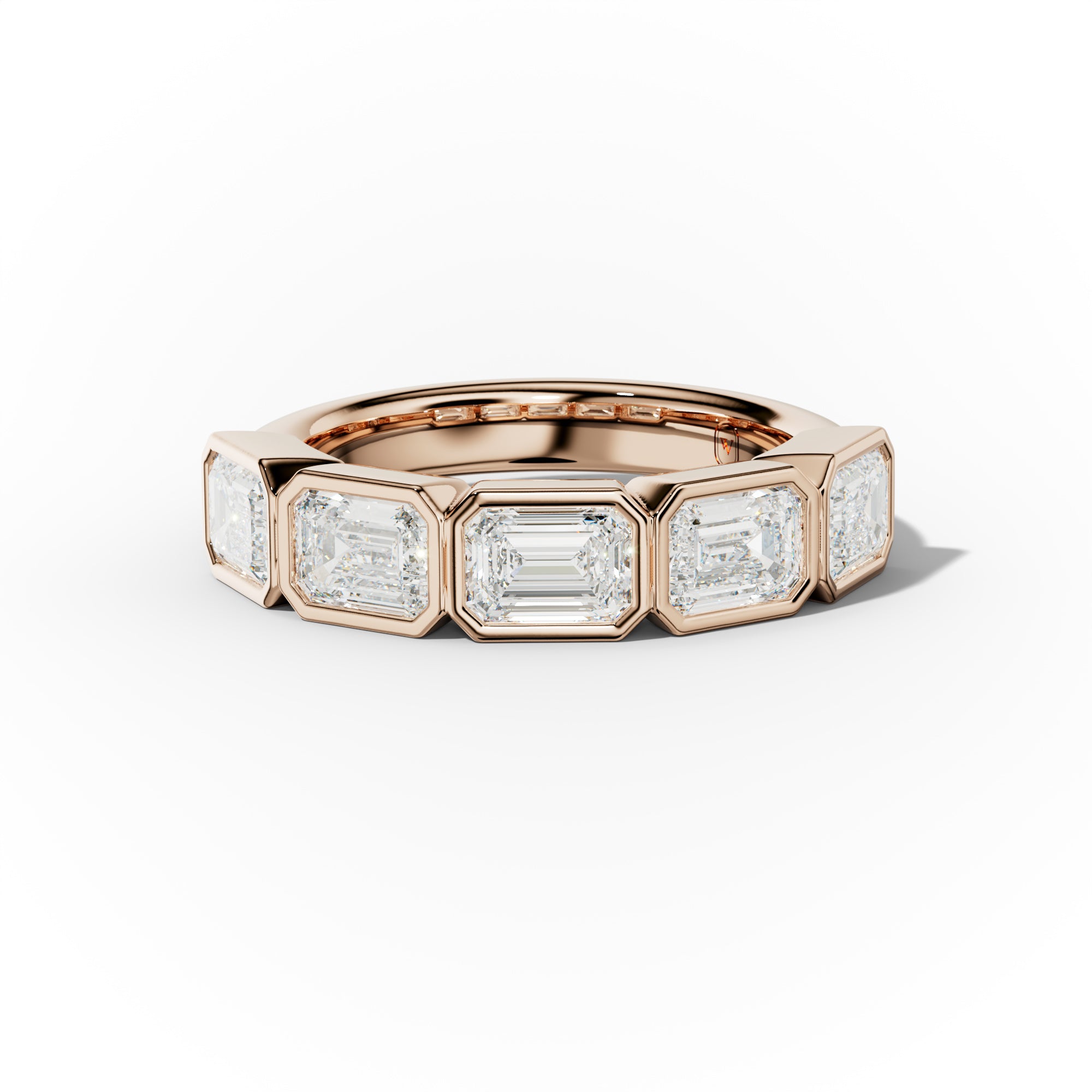 2.0 Carat East West Emerald Cut Bezel Set Diamond Anniversary Band