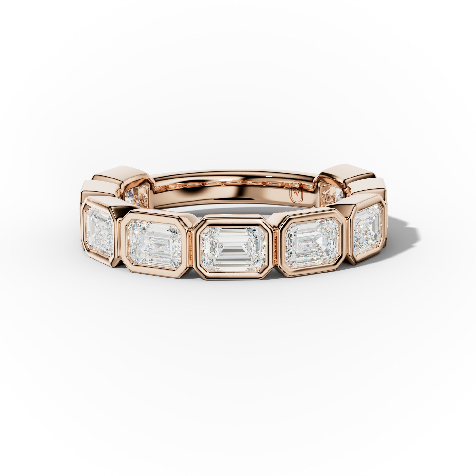 2.0 Carat East West Emerald Cut Bezel Set Diamond Anniversary Band