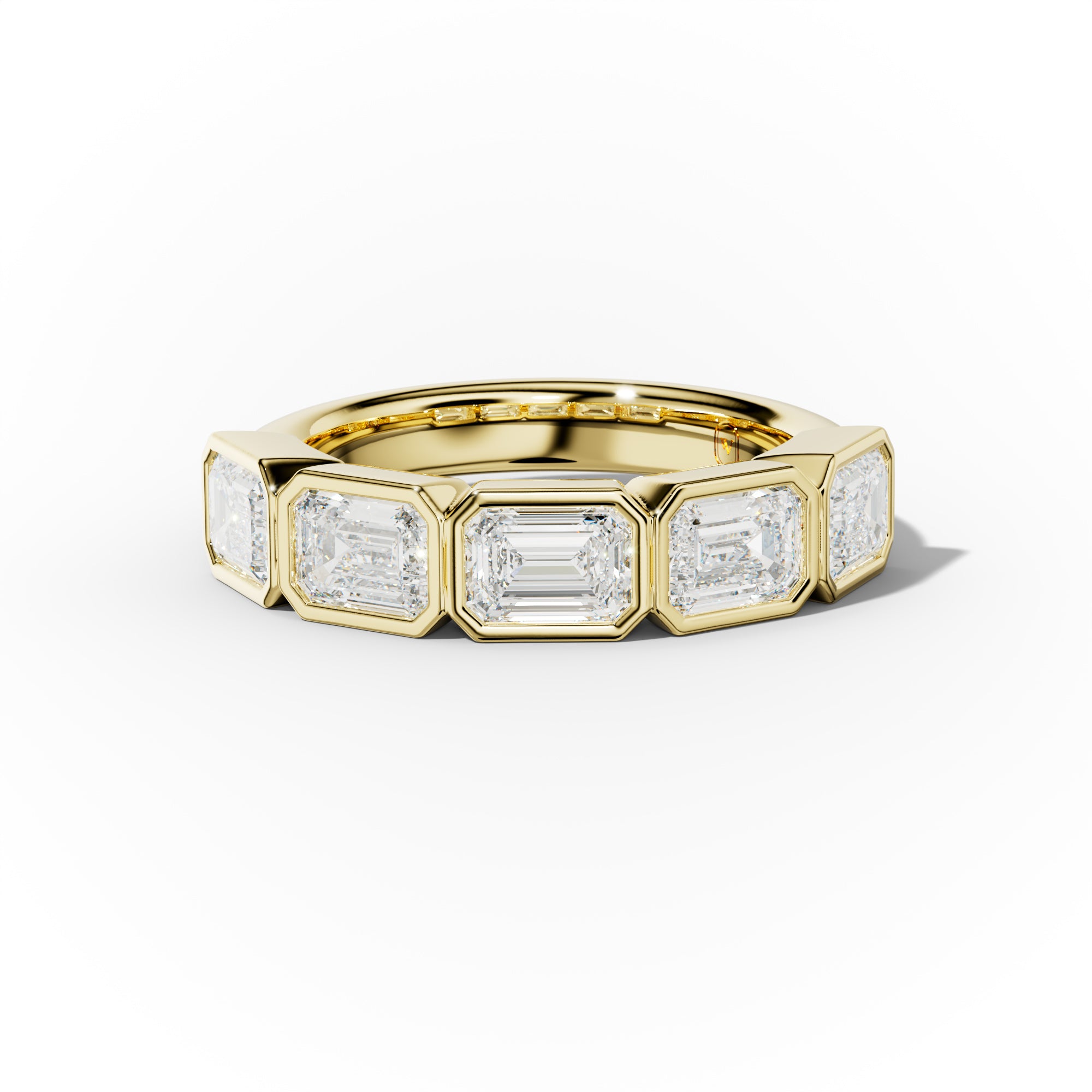 Carat East West Emerald Cut Bezel Set Diamond Anniversary Band