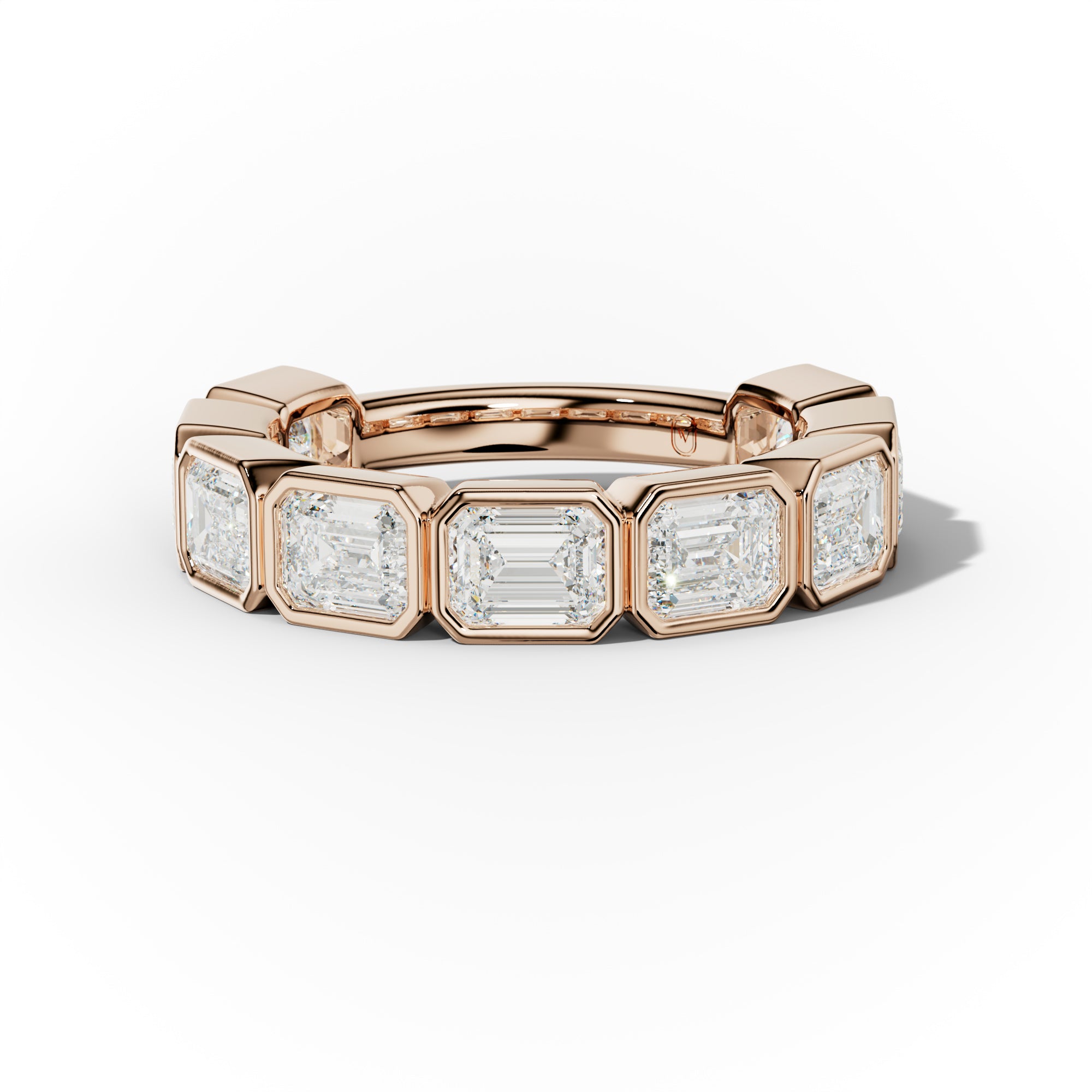 3.0 Carat East West Emerald Cut Bezel Set Diamond Anniversary Band