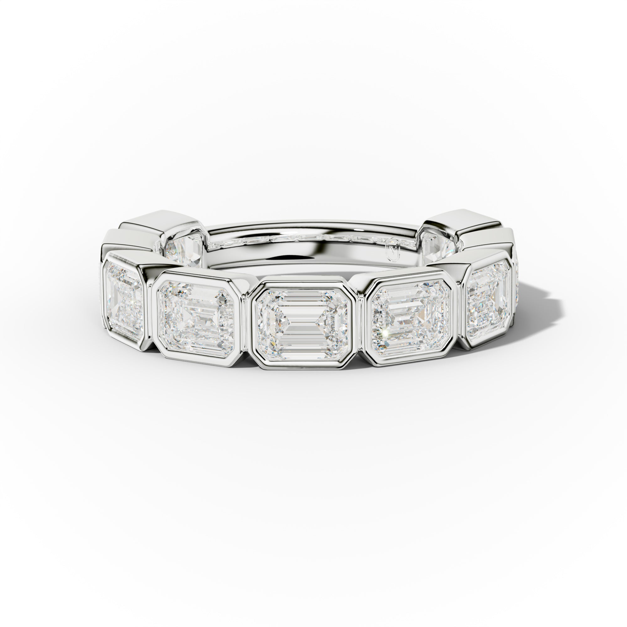 3.0 Carat East West Emerald Cut Bezel Set Diamond Anniversary Band