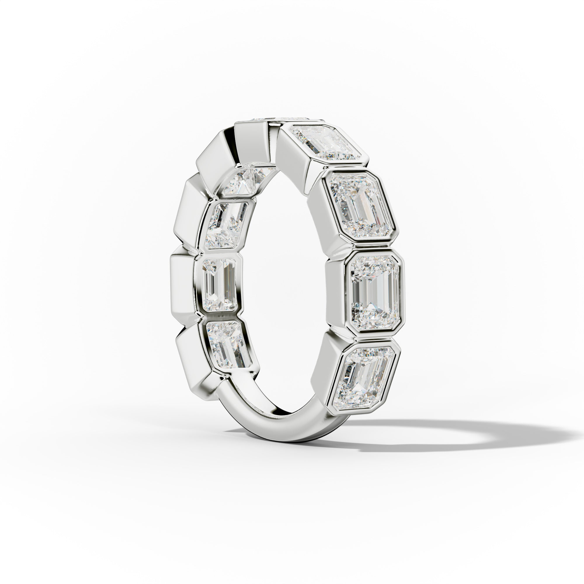 3.0 Carat East West Emerald Cut Bezel Set Diamond Anniversary Band