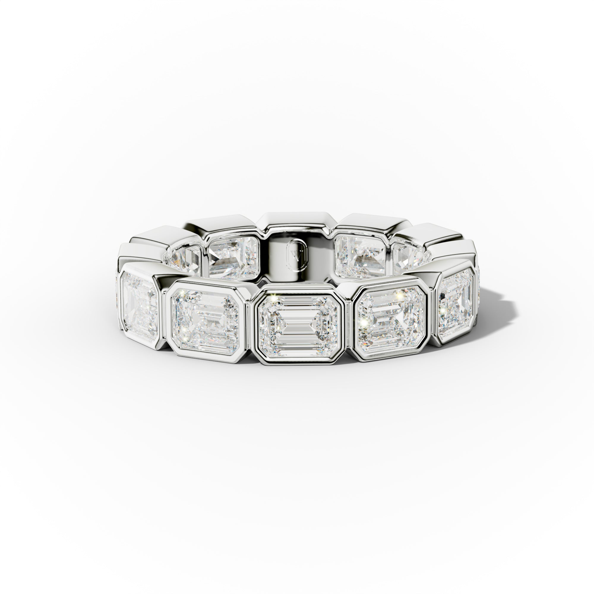 4.0 Carat East West Emerald Cut Bezel Set Diamond Eternity Band