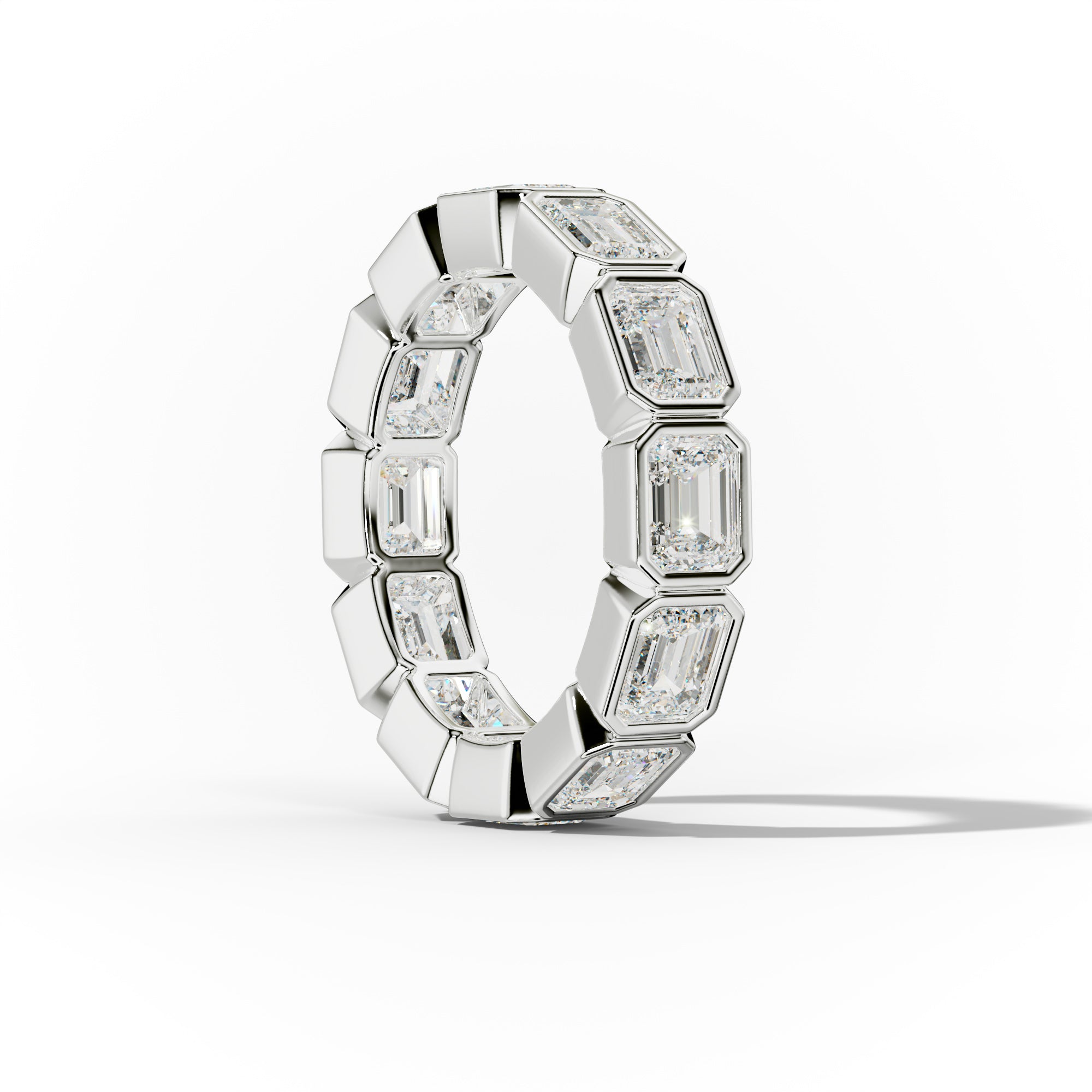 4.0 Carat East West Emerald Cut Bezel Set Diamond Eternity Band