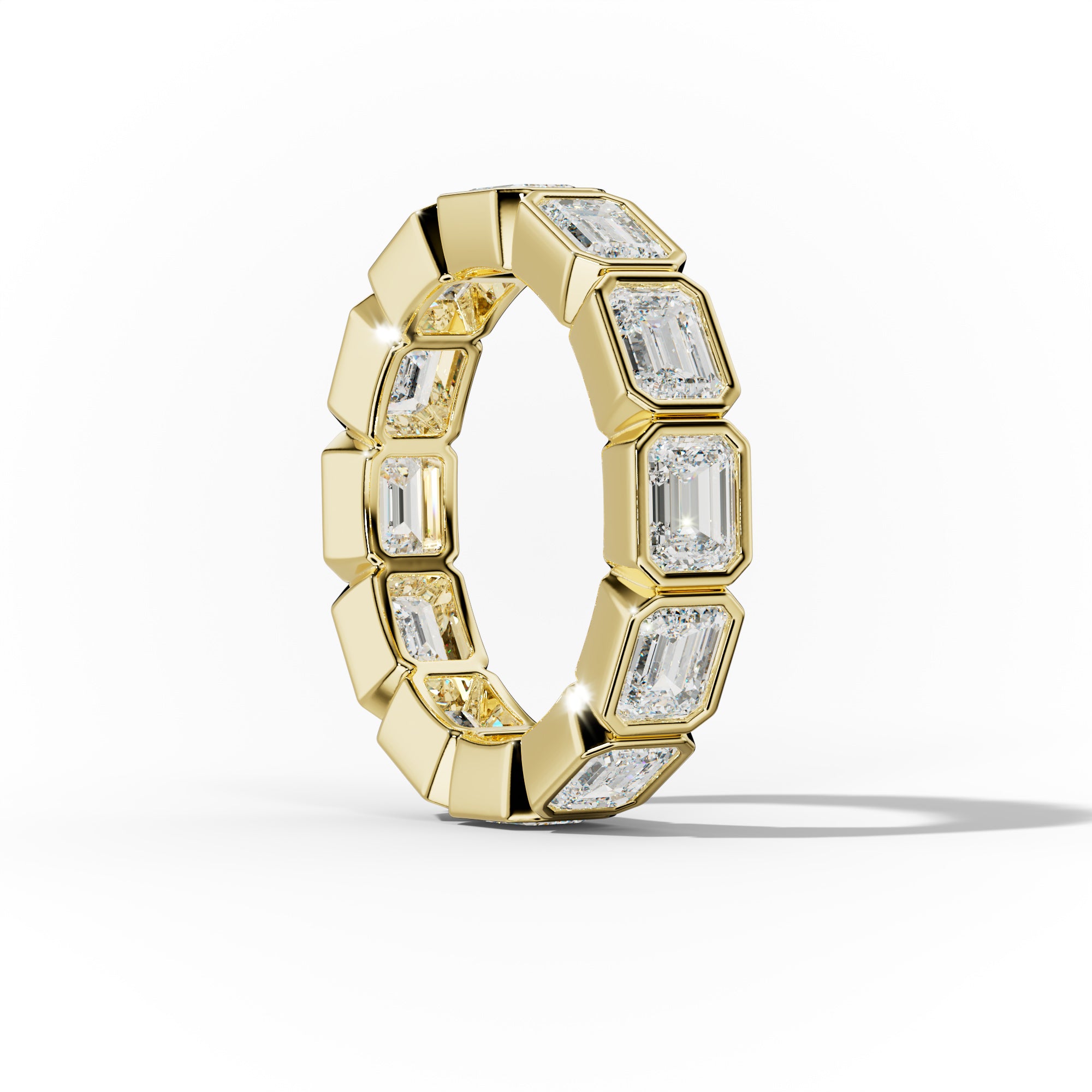 4.0 Carat East West Emerald Cut Bezel Set Diamond Eternity Band