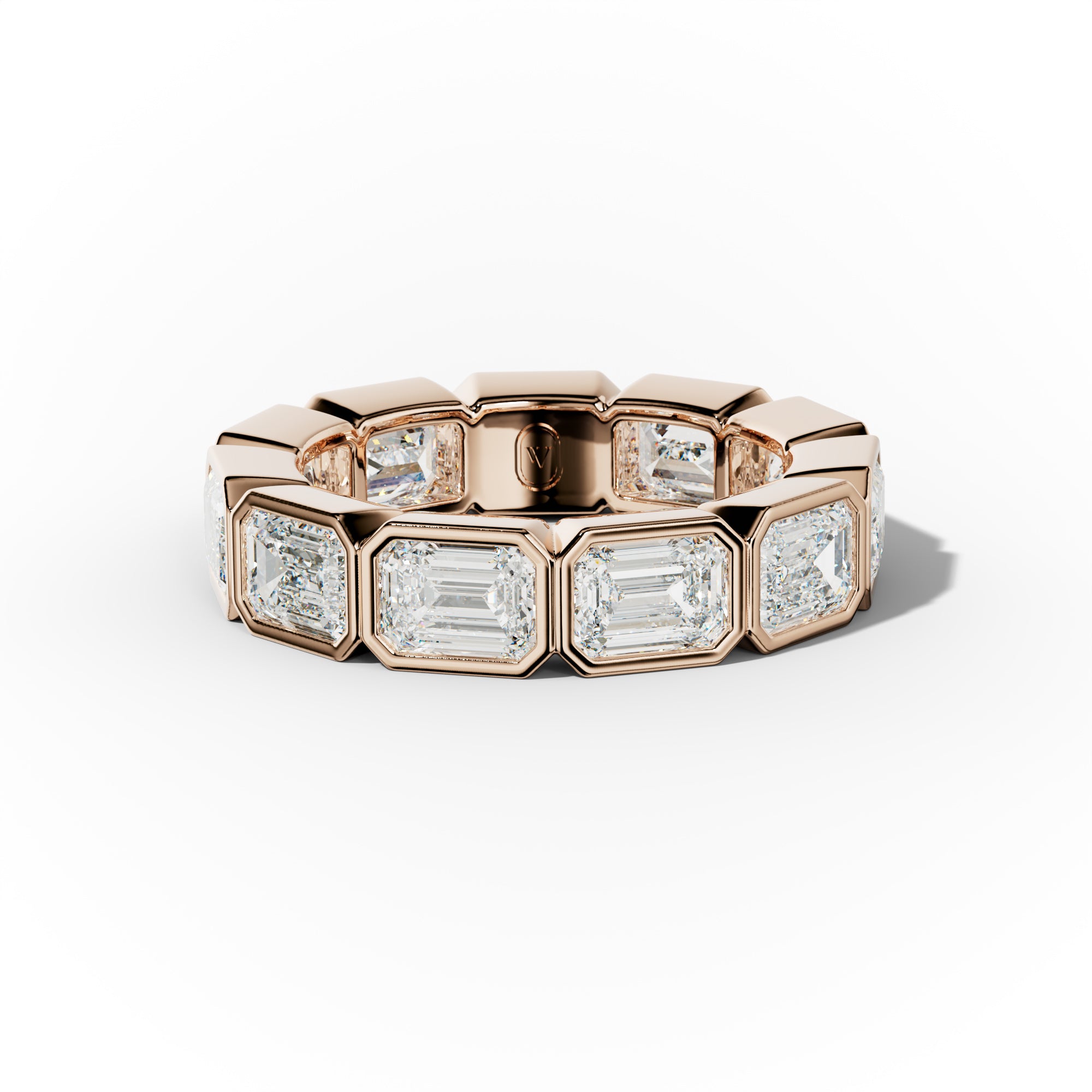 5.0 Carat East West Emerald Cut Bezel Set Diamond Eternity Band