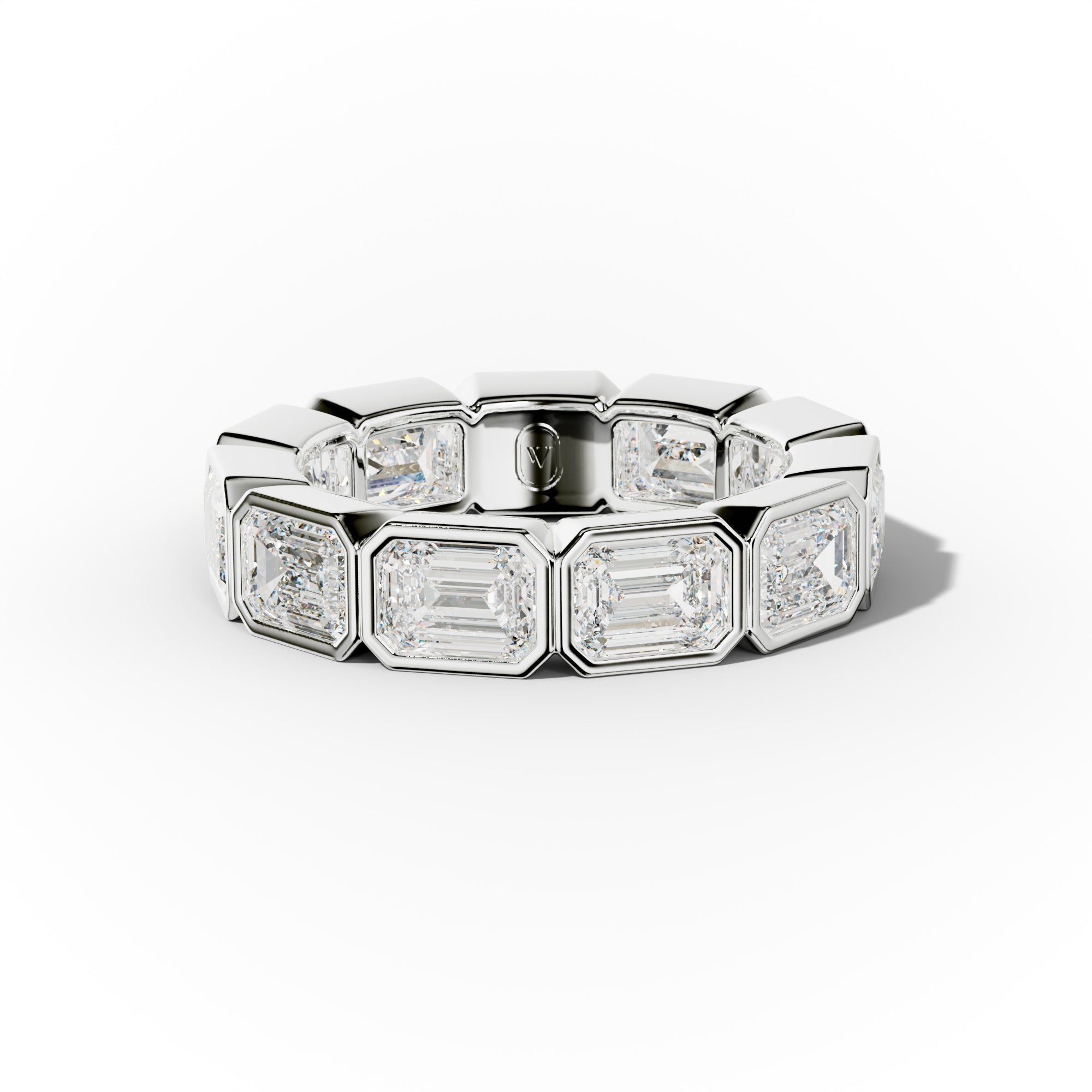 5.0 Carat East West Emerald Cut Bezel Set Diamond Eternity Band