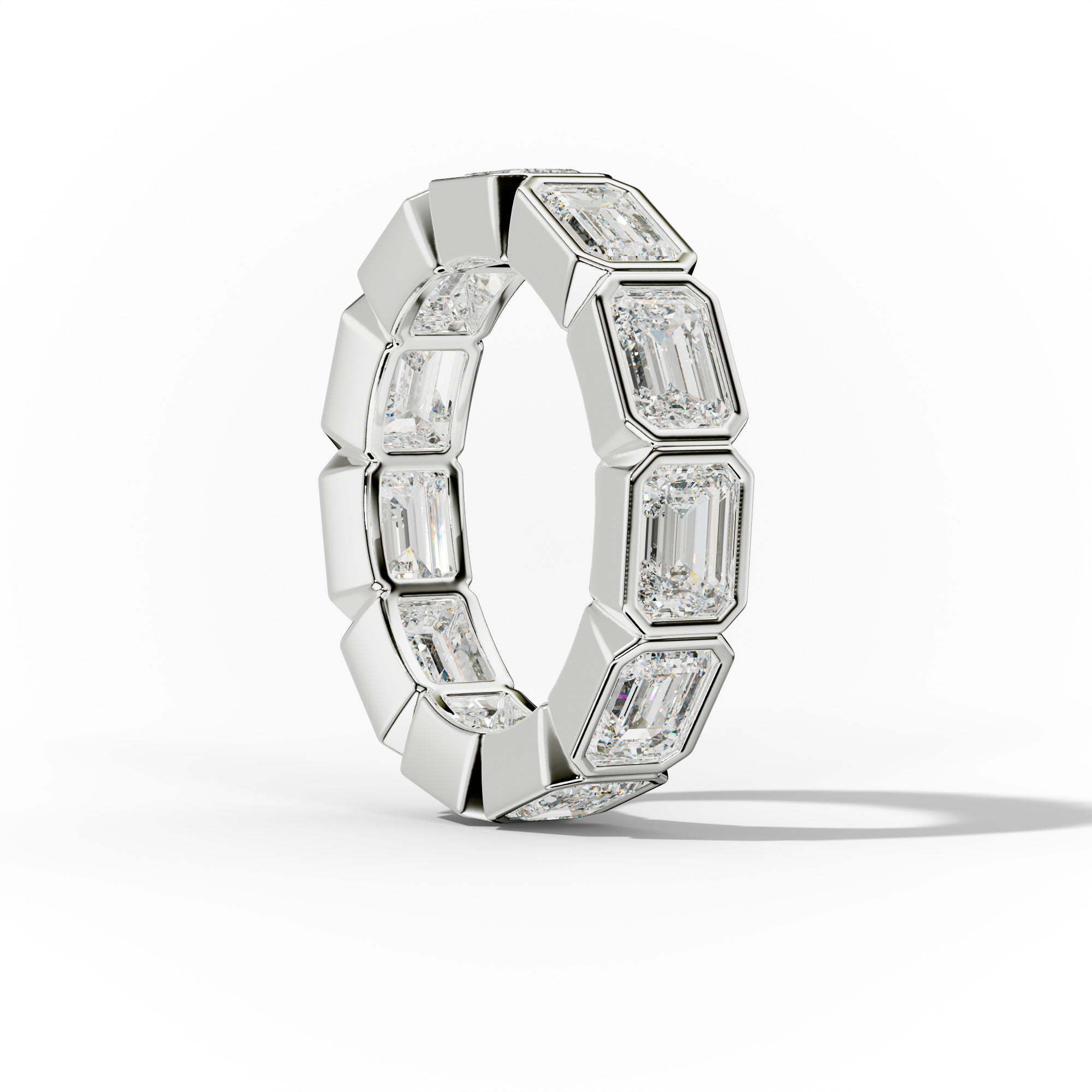 5.0 Carat East West Emerald Cut Bezel Set Diamond Eternity Band