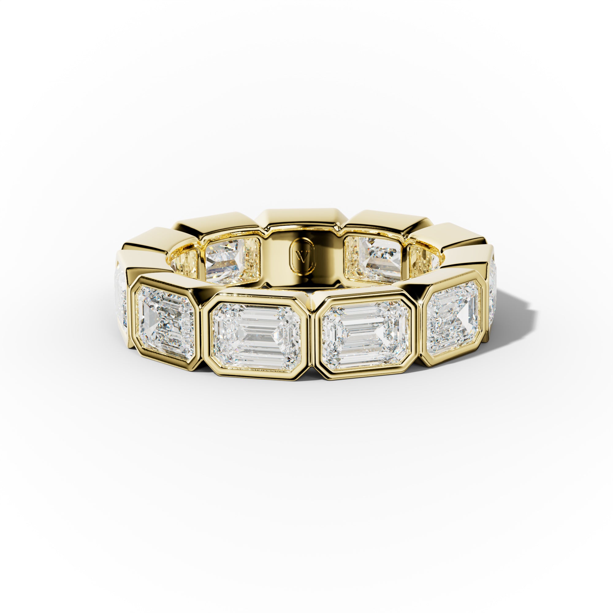 5.0 Carat East West Emerald Cut Bezel Set Diamond Eternity Band