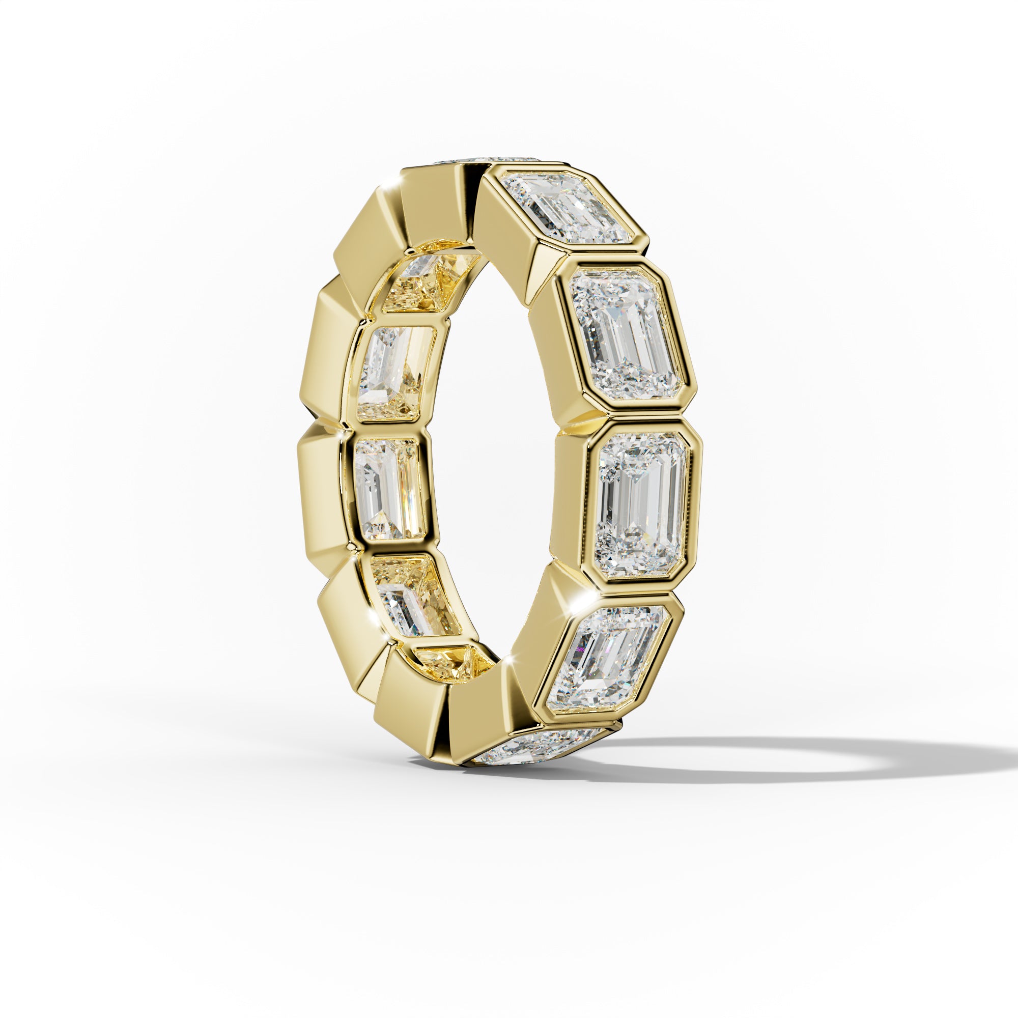5.0 Carat East West Emerald Cut Bezel Set Diamond Eternity Band