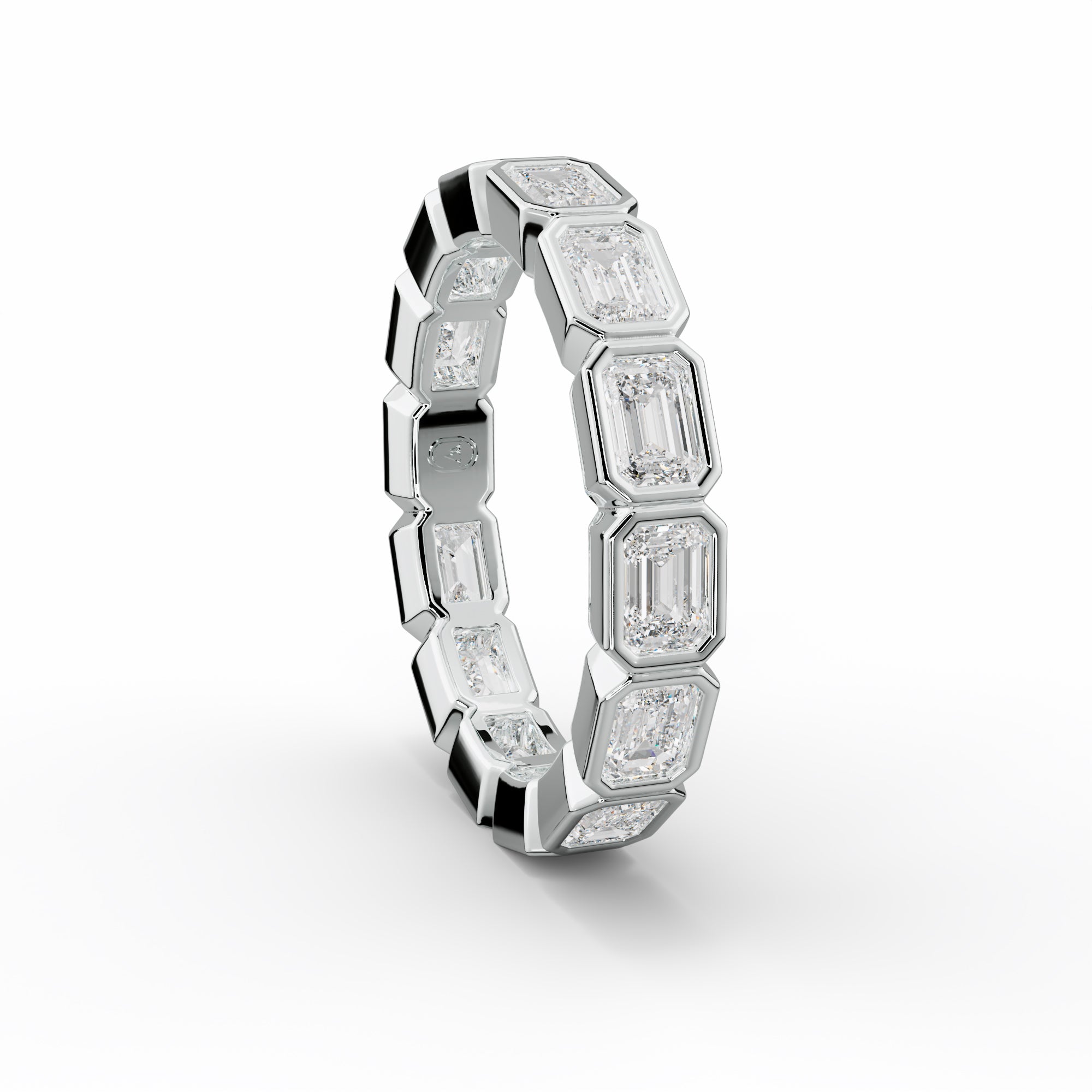 2.0 Carat East West Bezel Set Emerald Cut Diamond Eternity Band