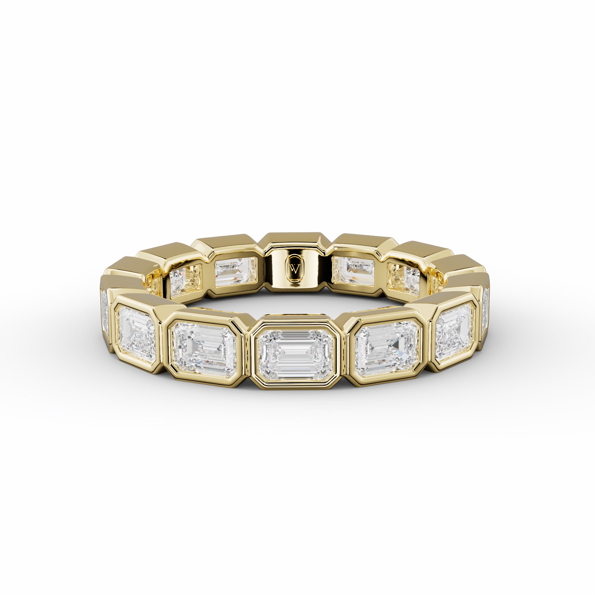 2.0 Carat East West Bezel Set Emerald Cut Diamond Eternity Band