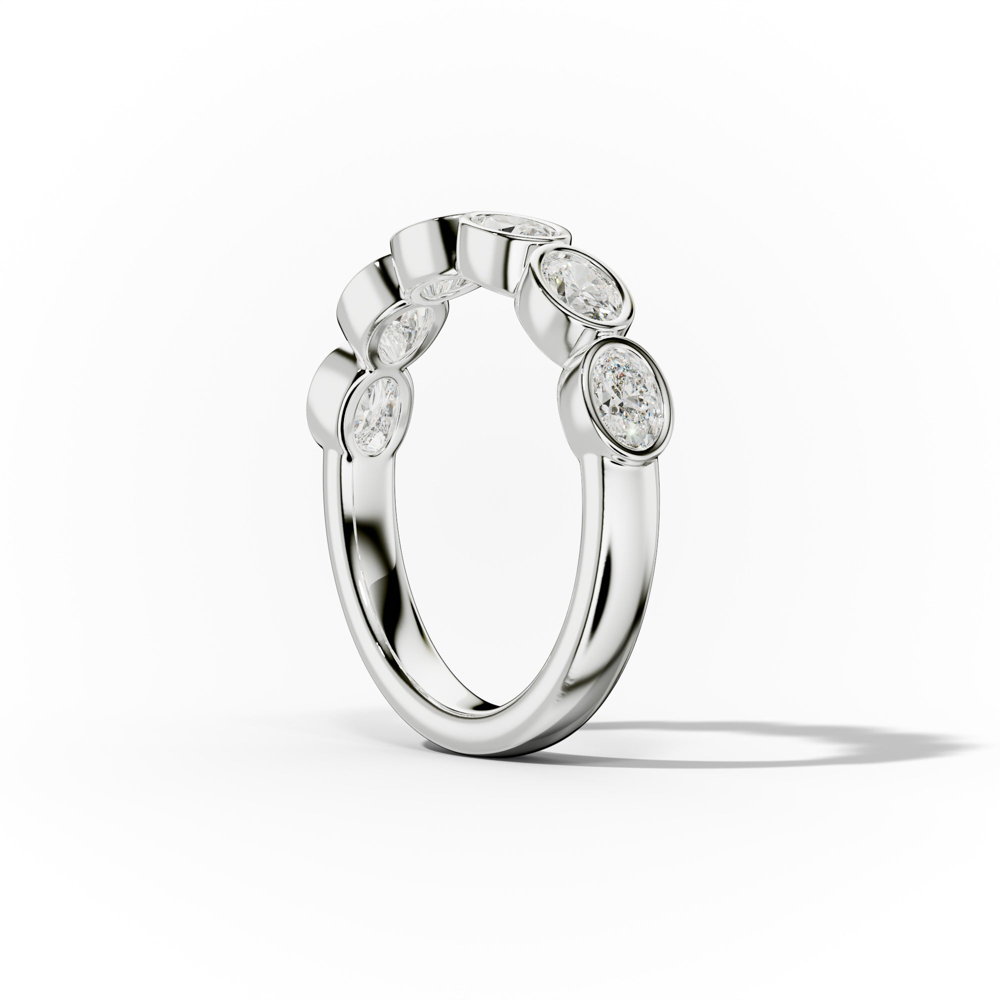 1.0 Carat East West Oval Bezel Set Diamond Anniversary Band