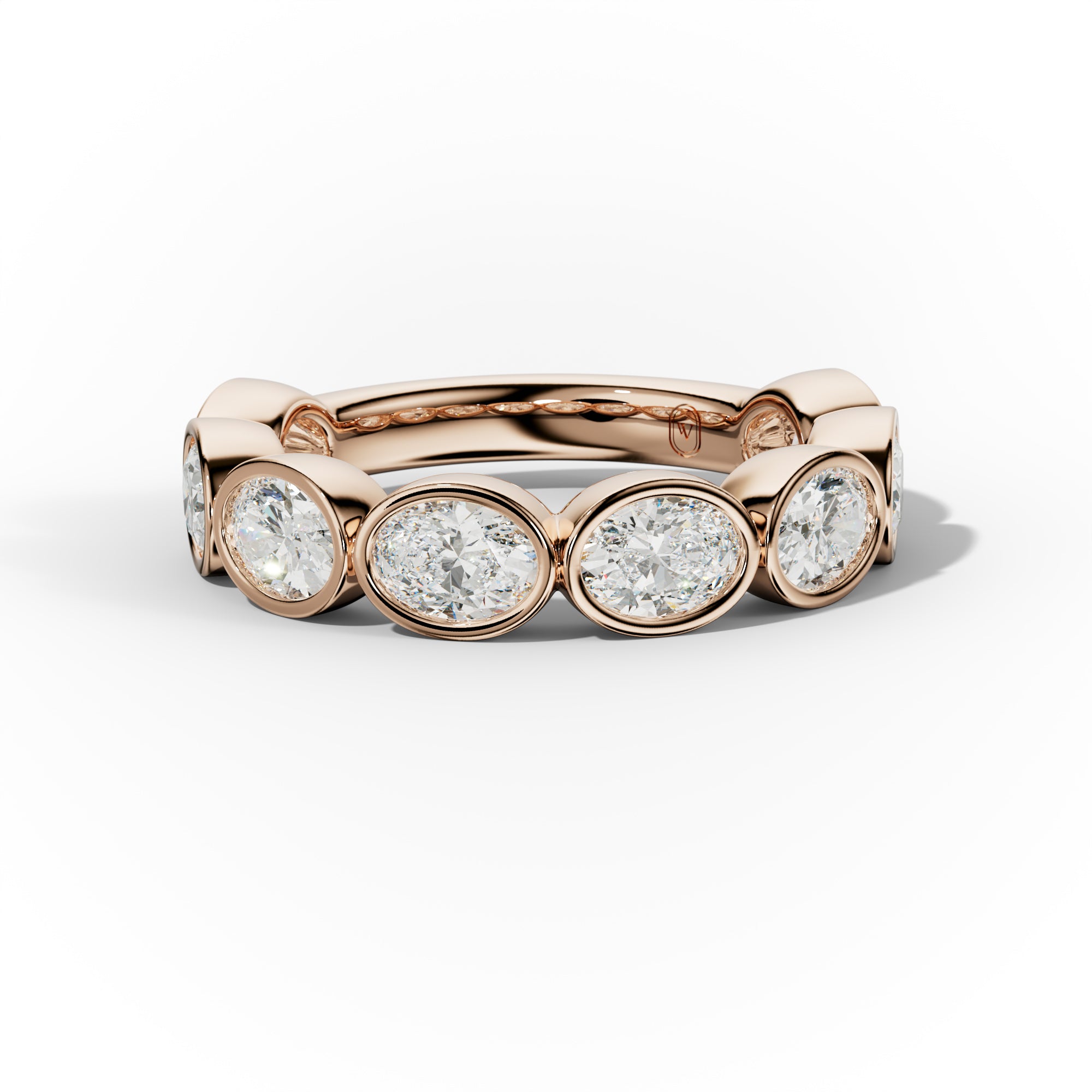 2.0 Carat East West Oval Cut Bezel Set Diamond Anniversary Band