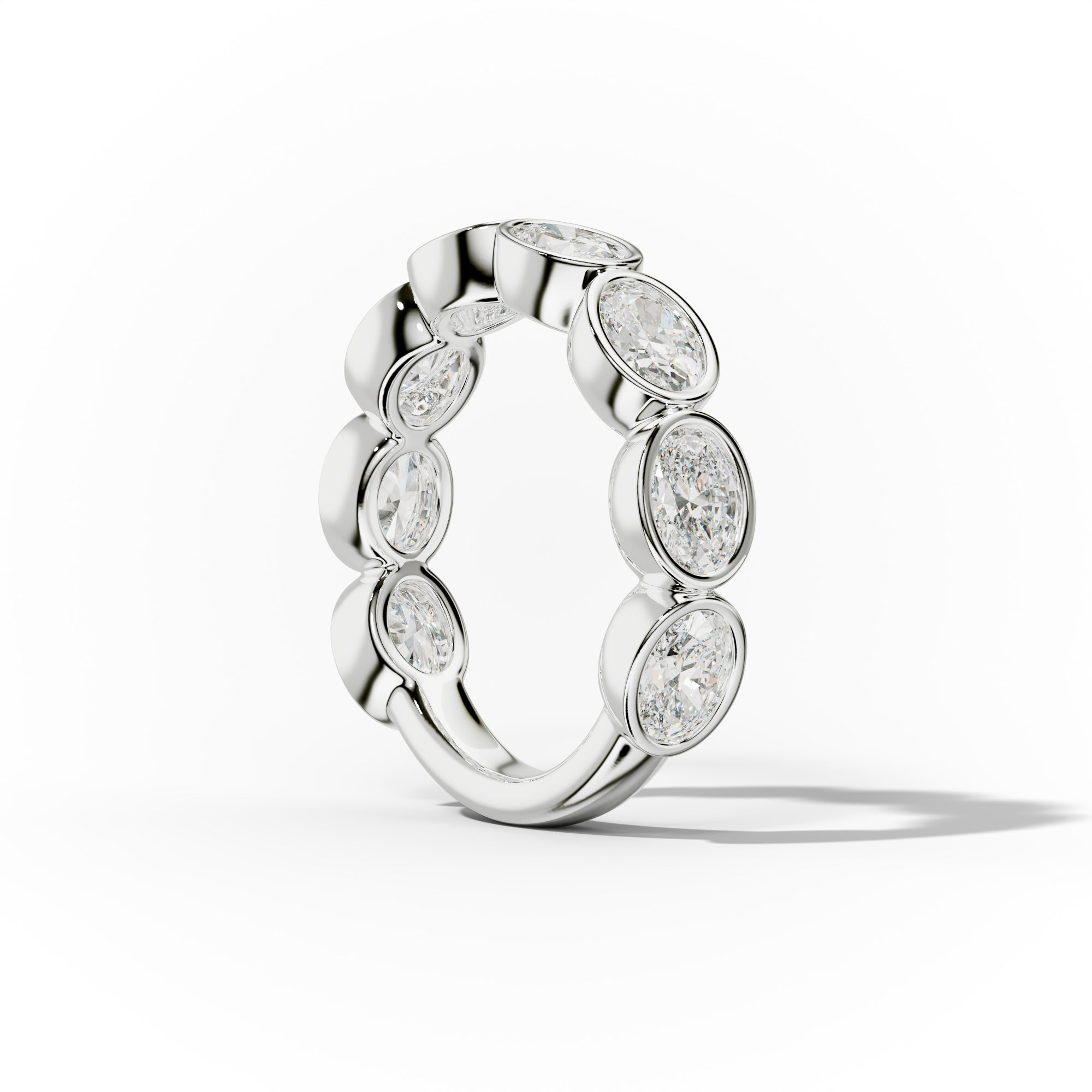 2.0 Carat East West Oval Cut Bezel Set Diamond Anniversary Band