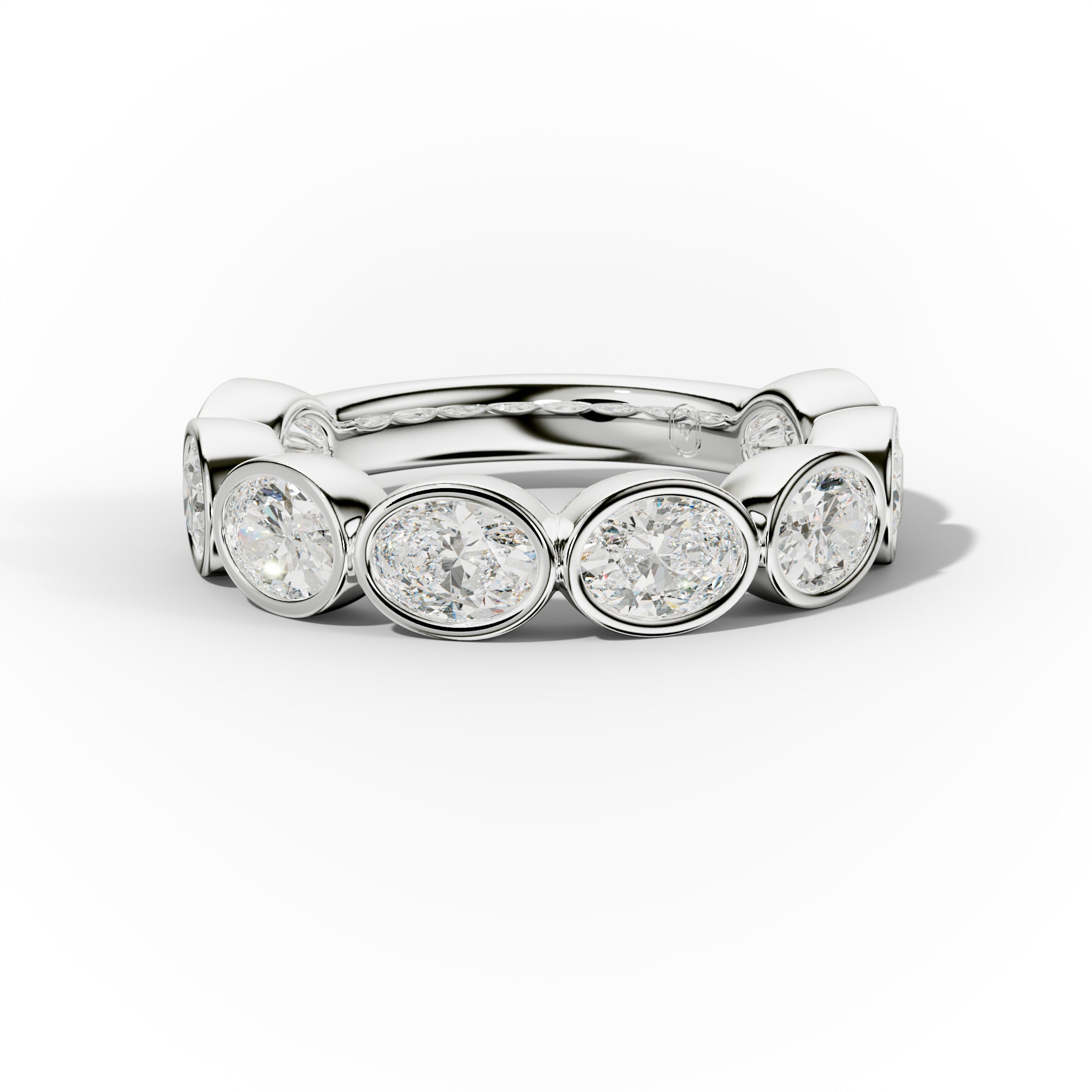 2.0 Carat East West Oval Cut Bezel Set Diamond Anniversary Band