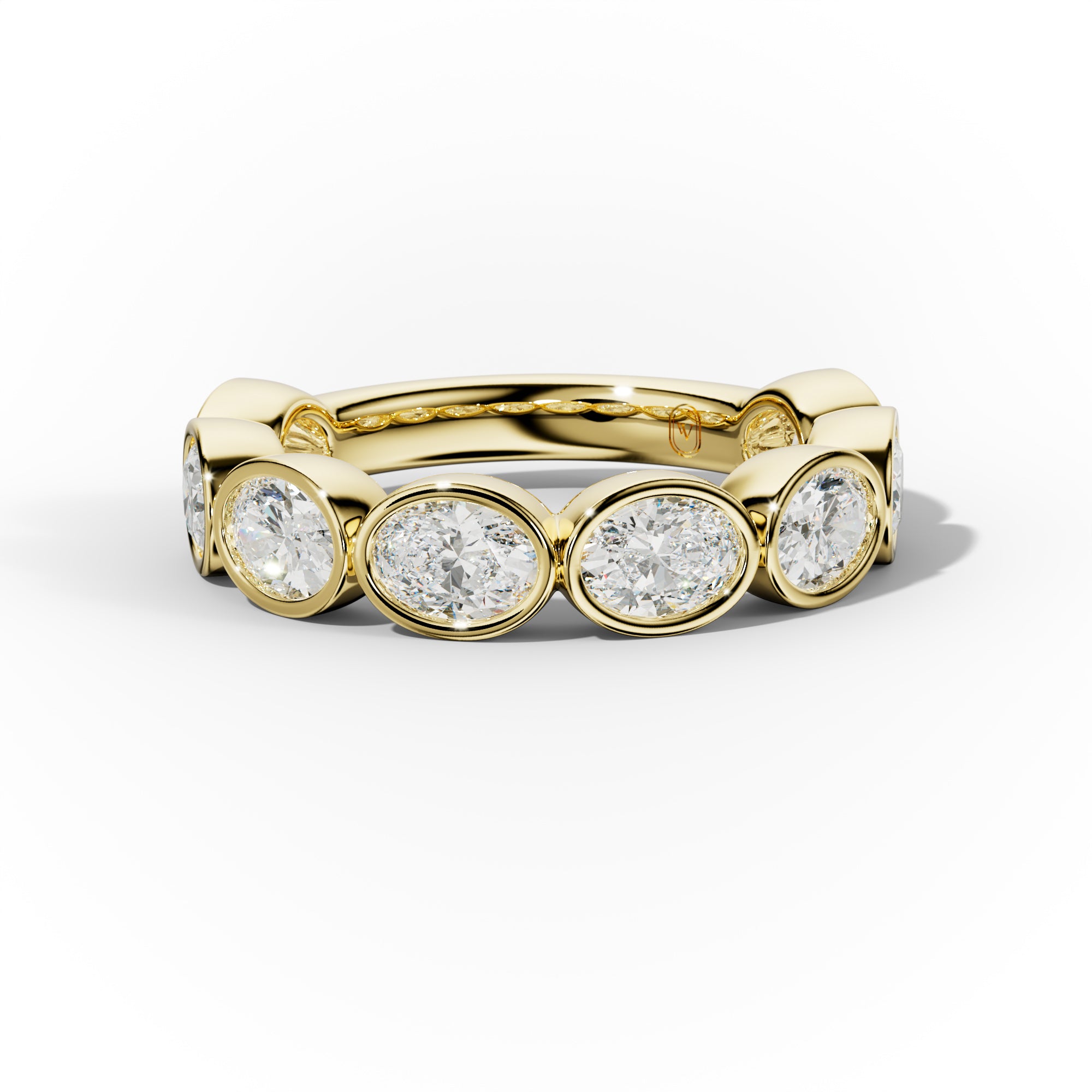 2.0 Carat East West Oval Cut Bezel Set Diamond Anniversary Band