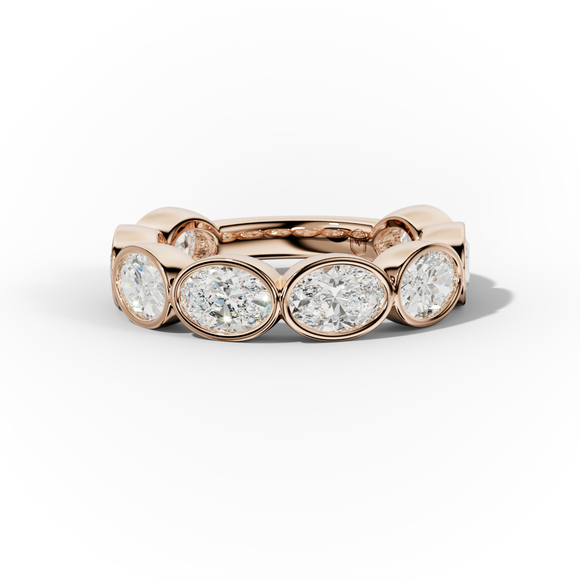 3.0 Carat East West Oval Bezel Set Diamond Anniversary Band