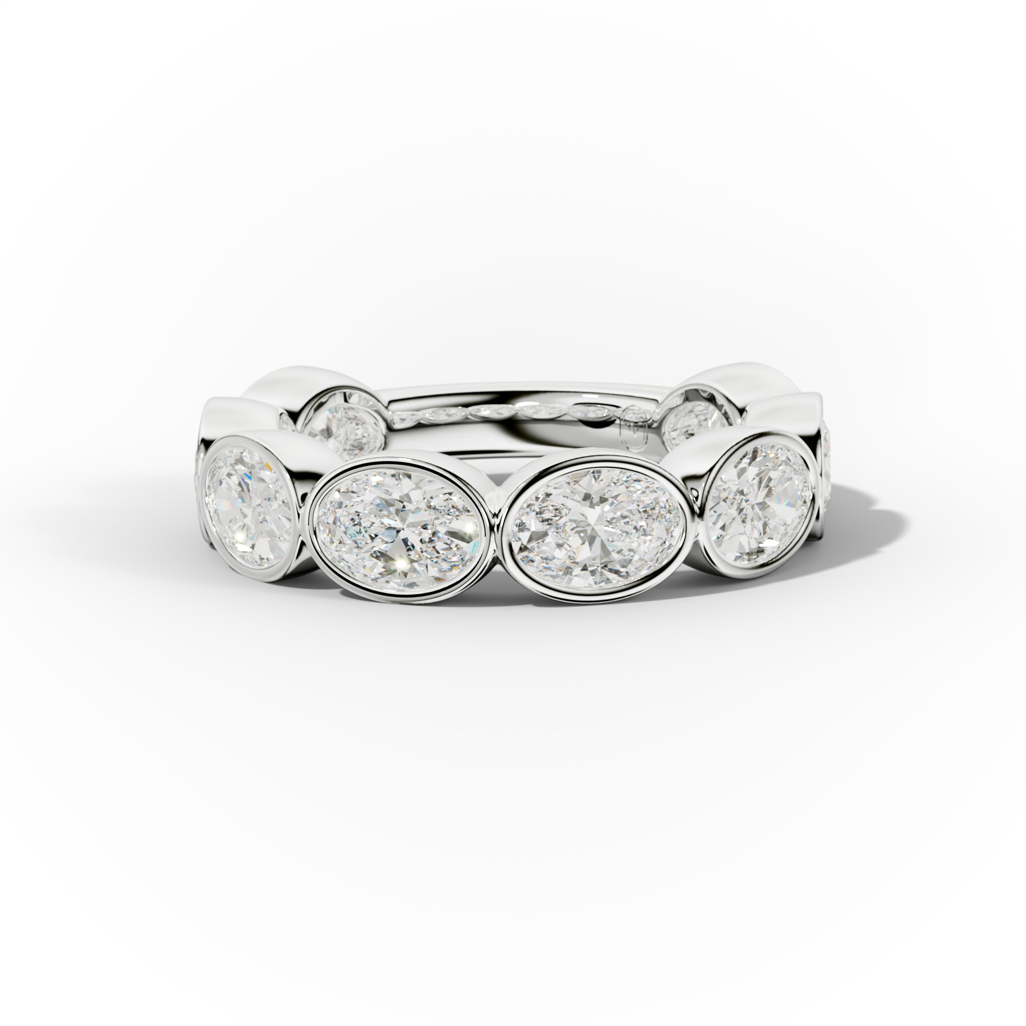 3.0 Carat East West Oval Bezel Set Diamond Anniversary Band