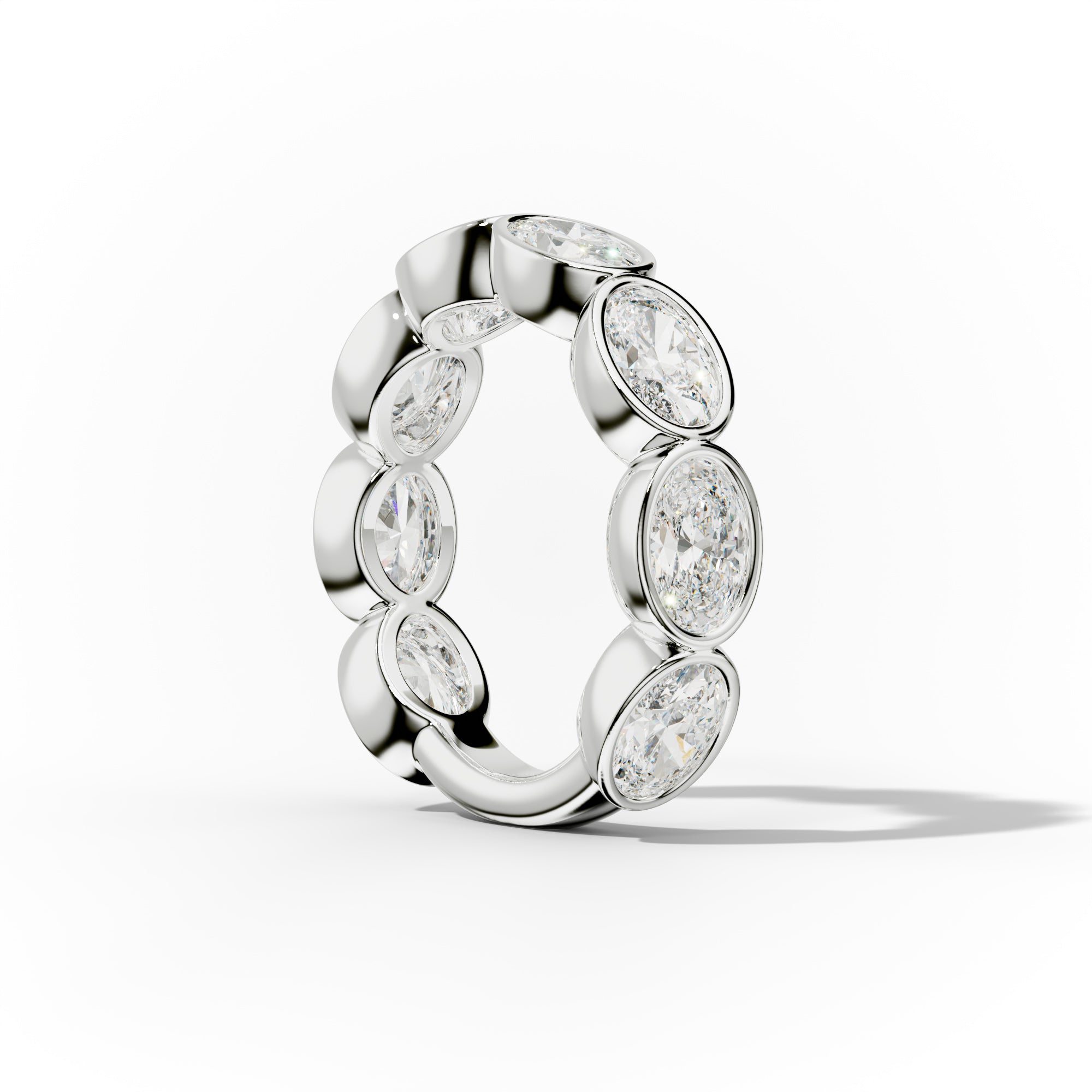 3.0 Carat East West Oval Bezel Set Diamond Anniversary Band