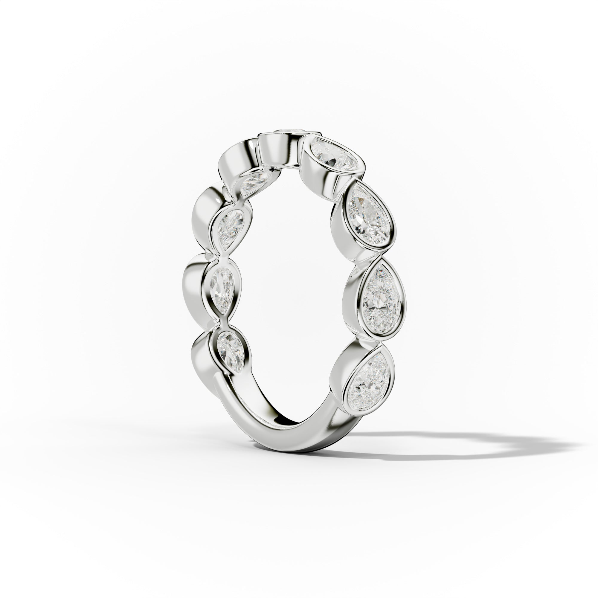 1.0 Carat East West Pear Shape Bezel Set Diamond Anniversary Band