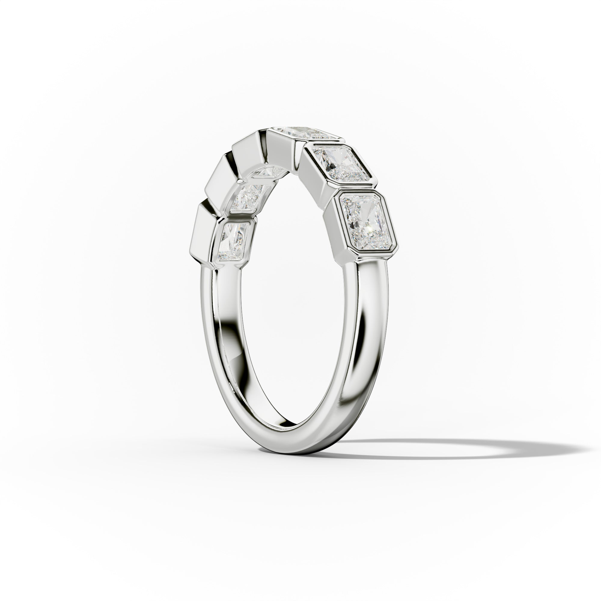 1.0 Carat East West Radiant Cut Bezel Set Diamond Anniversary Band
