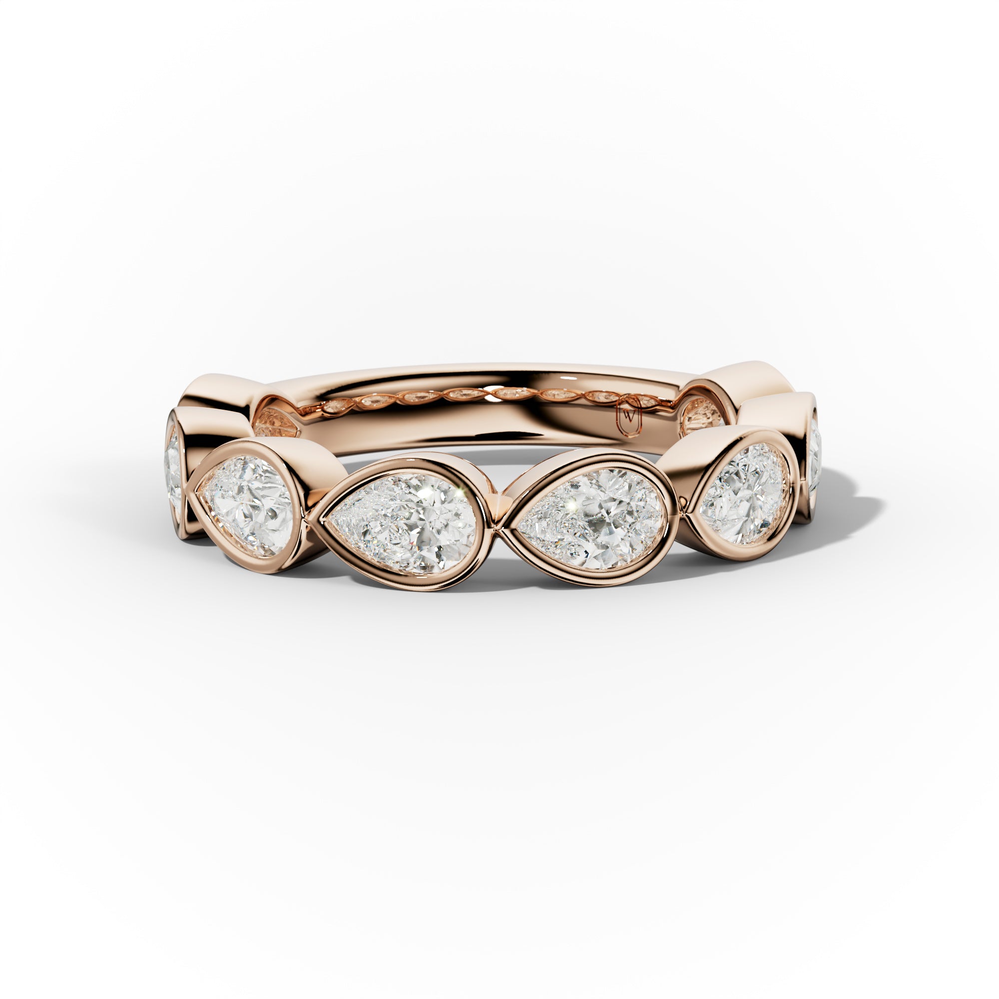 2.0 Carat East West Pear Cut Bezel Set Diamond Anniversary Band