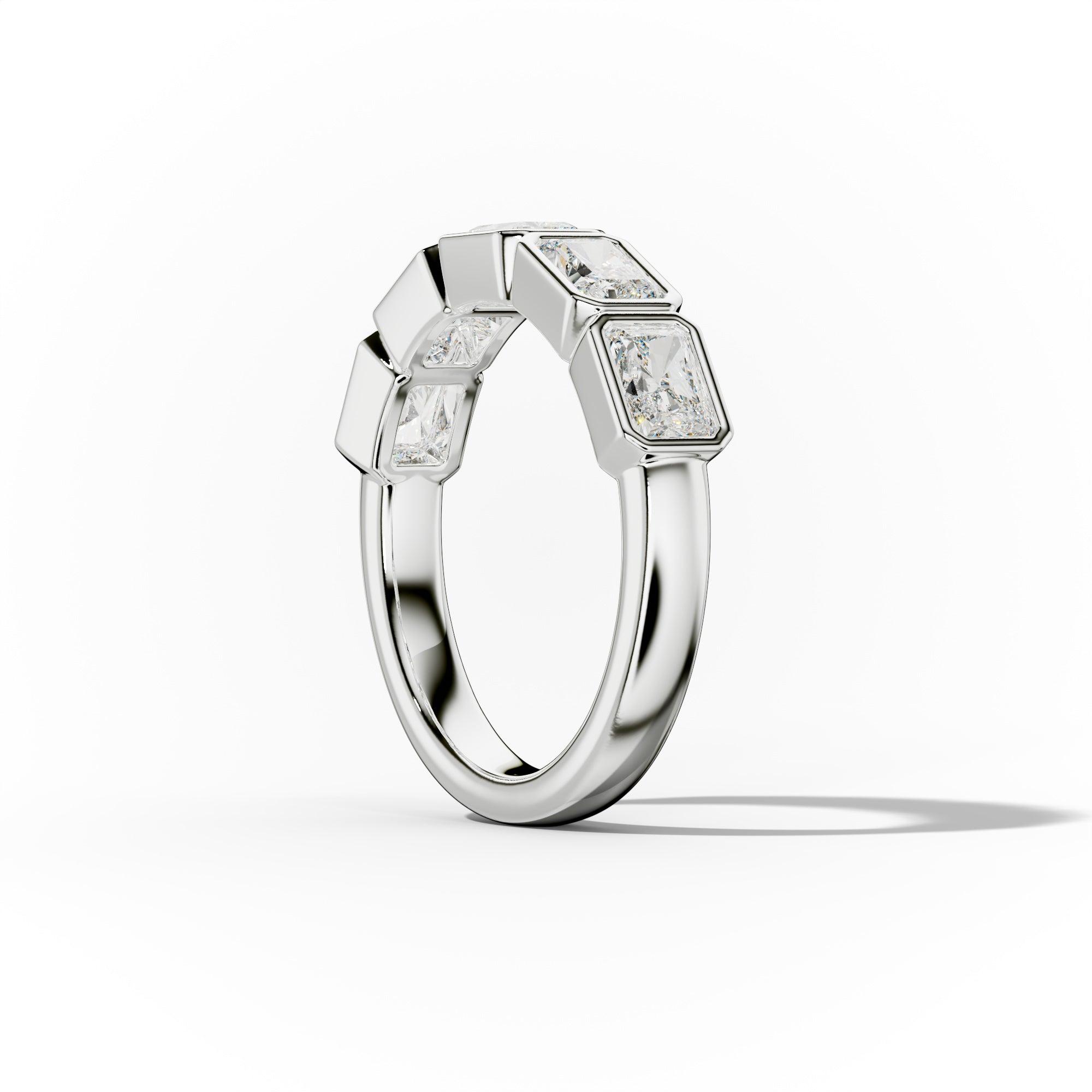 2.0 Carat East West Radiant Cut Bezel Set Diamond Anniversary Band