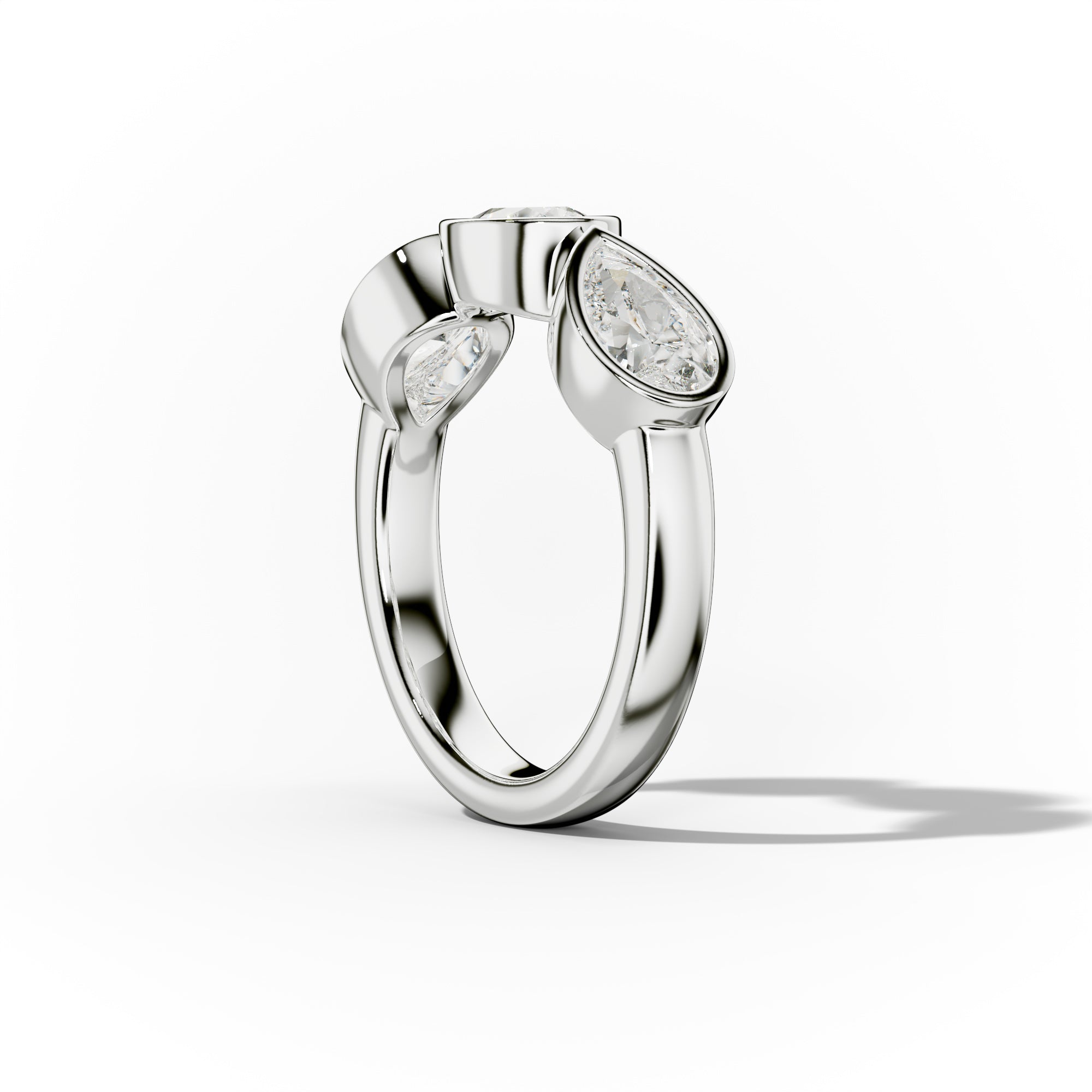 2.0 Carat East West Pear Shape Bezel Set Diamond Anniversary Band
