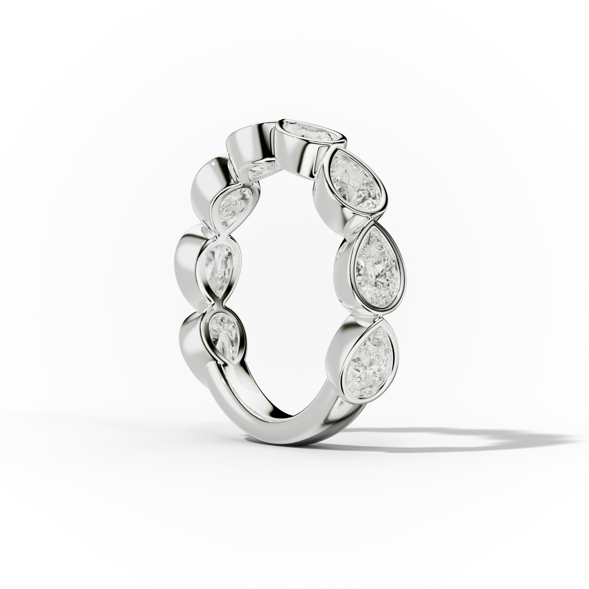 2.0 Carat East West Pear Cut Bezel Set Diamond Anniversary Band